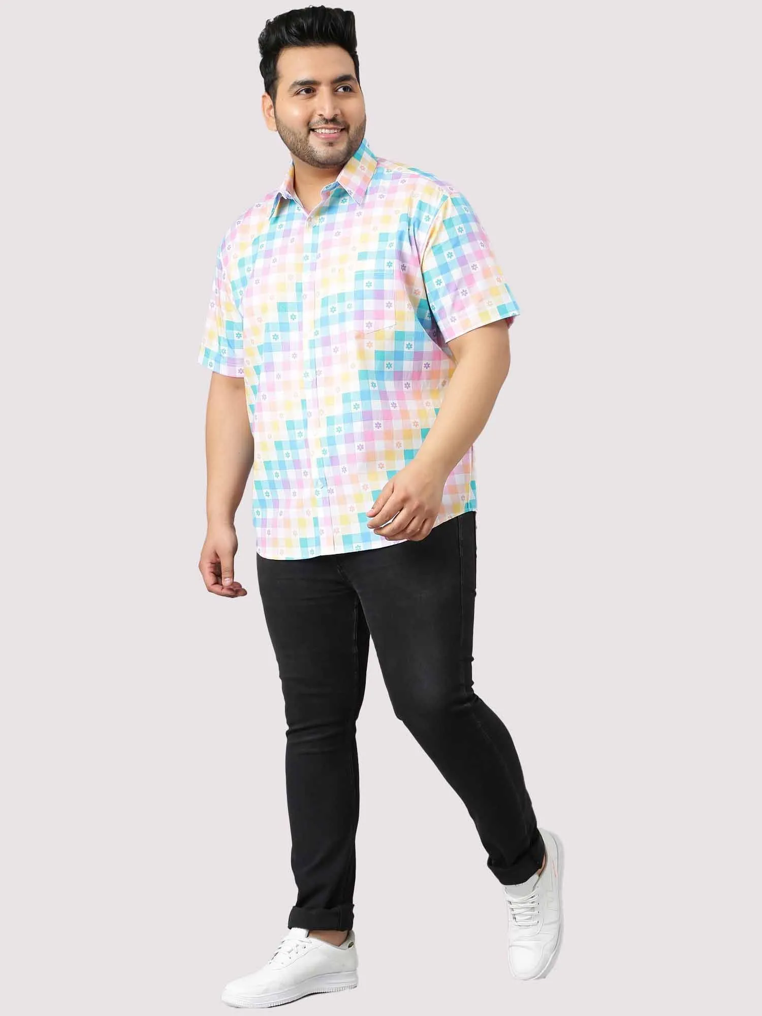 Abstract Rainbow Checks Men's Plus Size