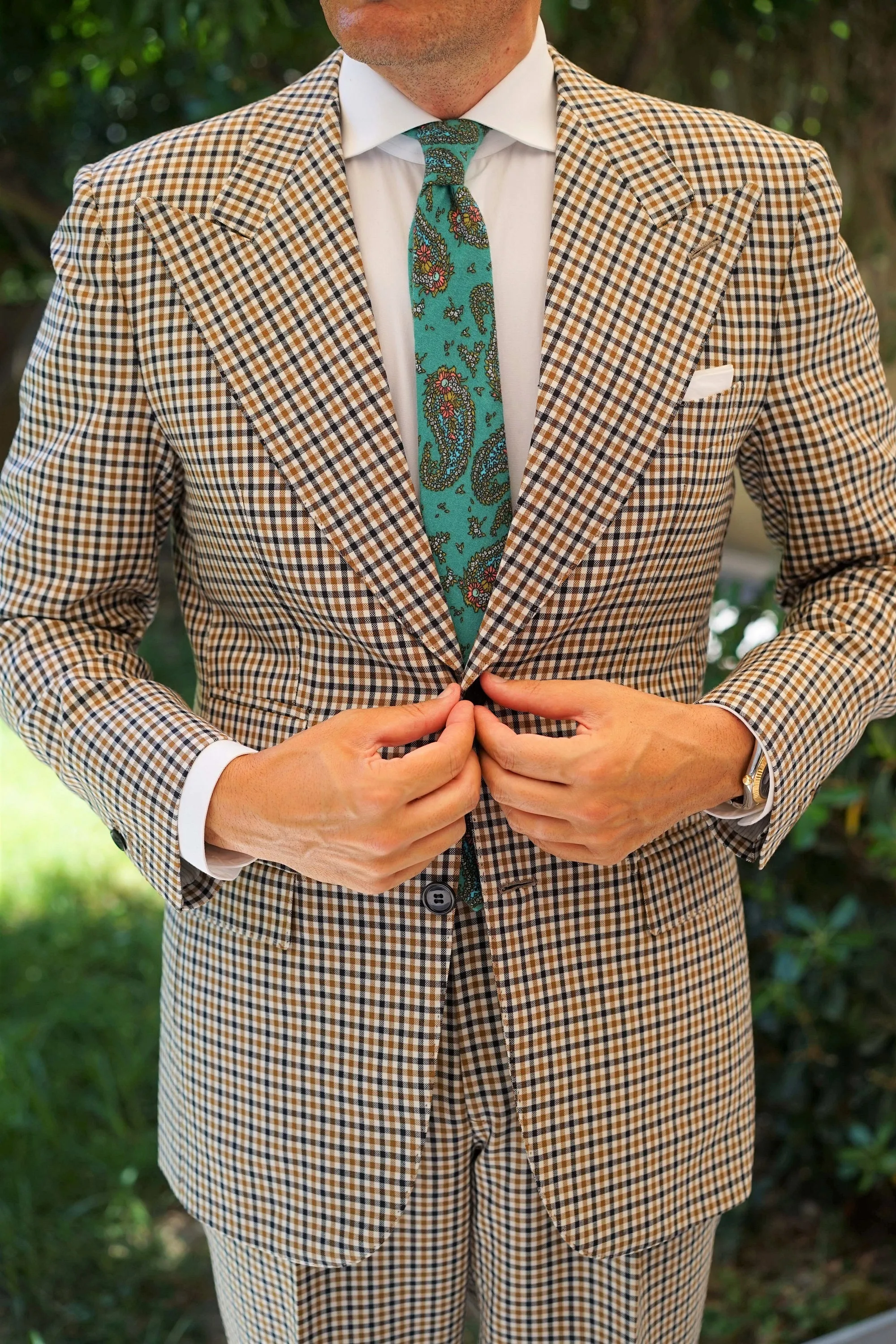 Amer Fort Teal Paisley Skinny Tie