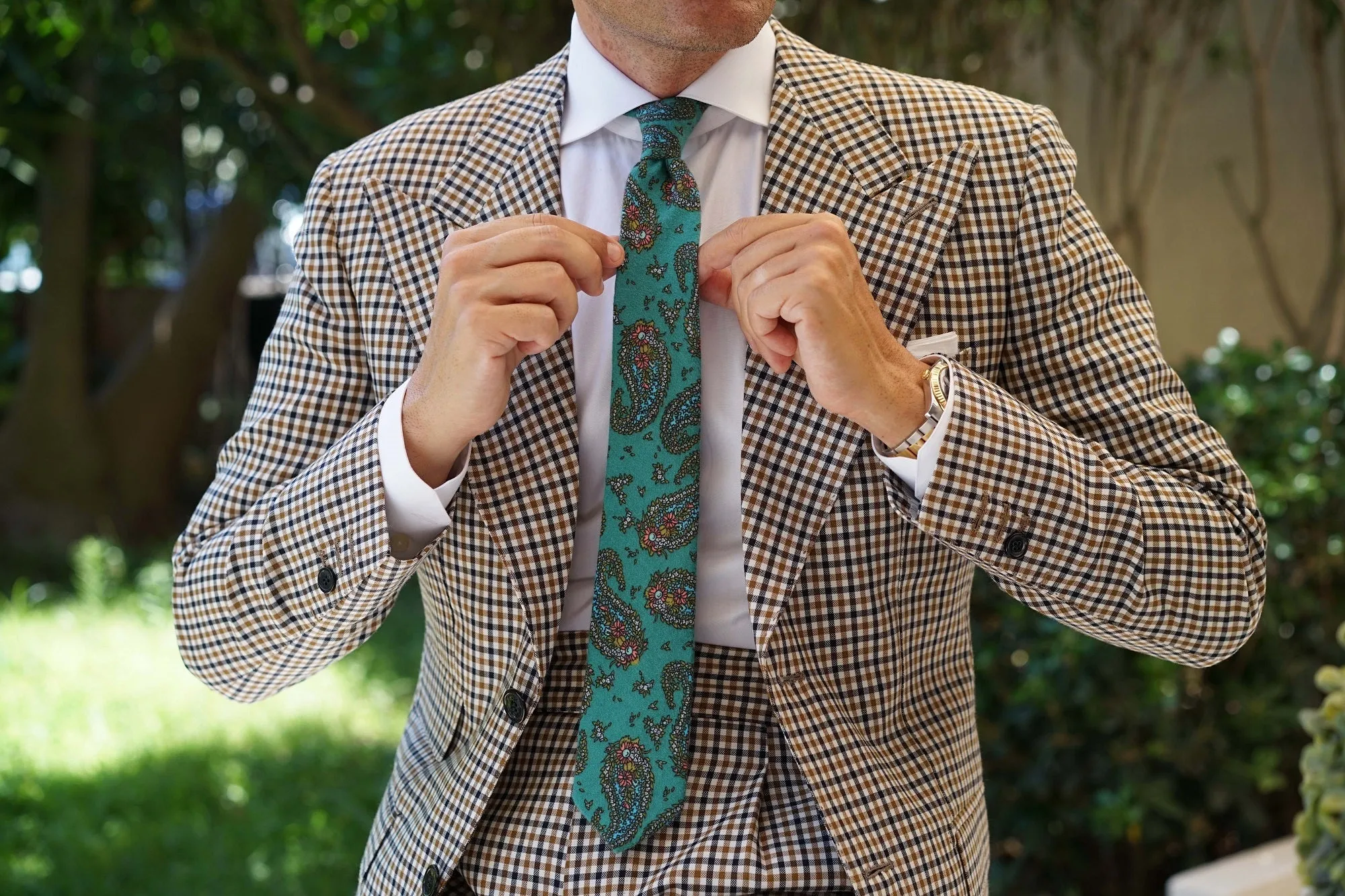 Amer Fort Teal Paisley Skinny Tie