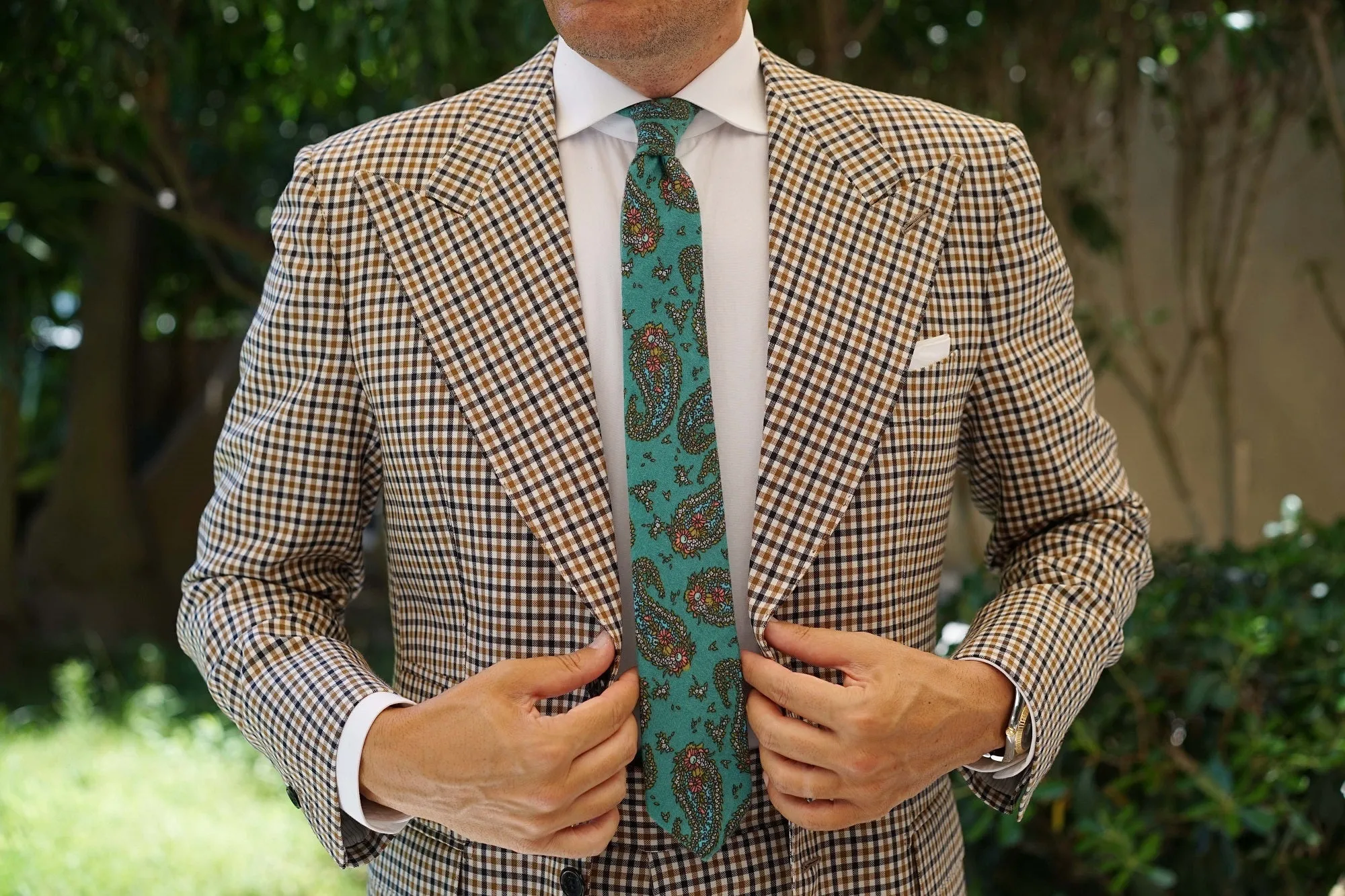 Amer Fort Teal Paisley Skinny Tie