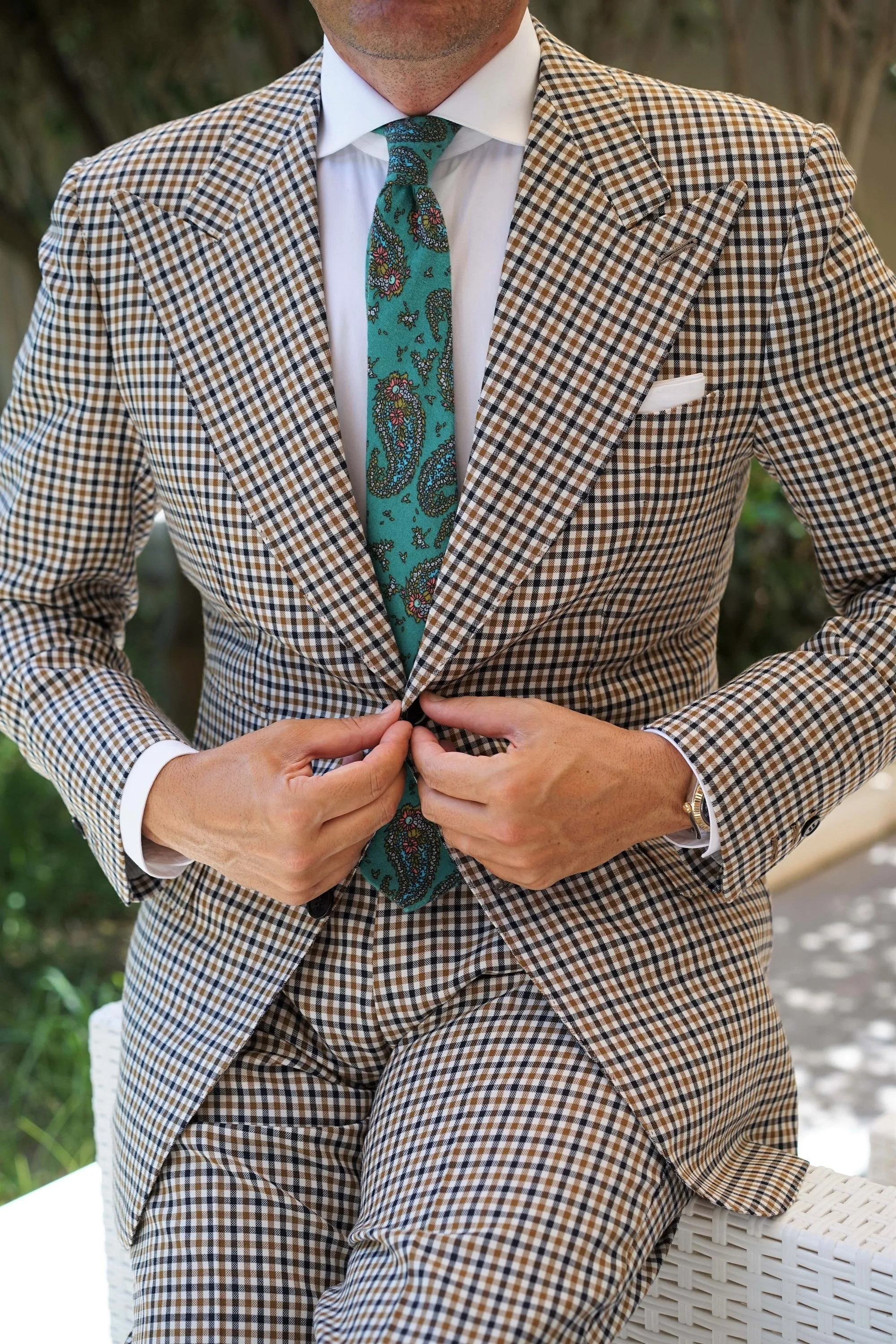 Amer Fort Teal Paisley Skinny Tie