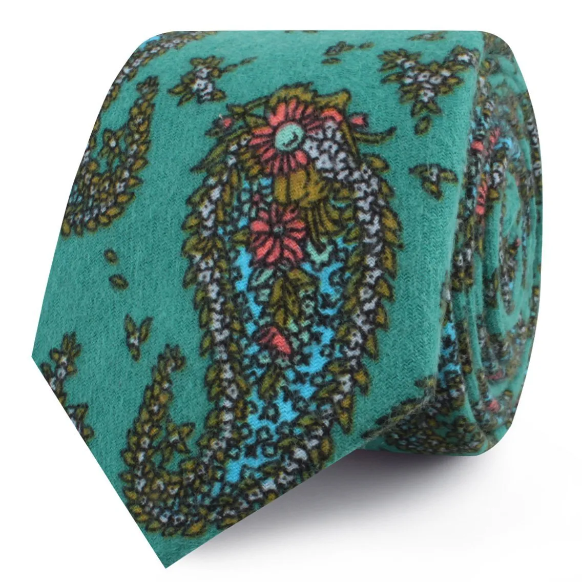 Amer Fort Teal Paisley Skinny Tie