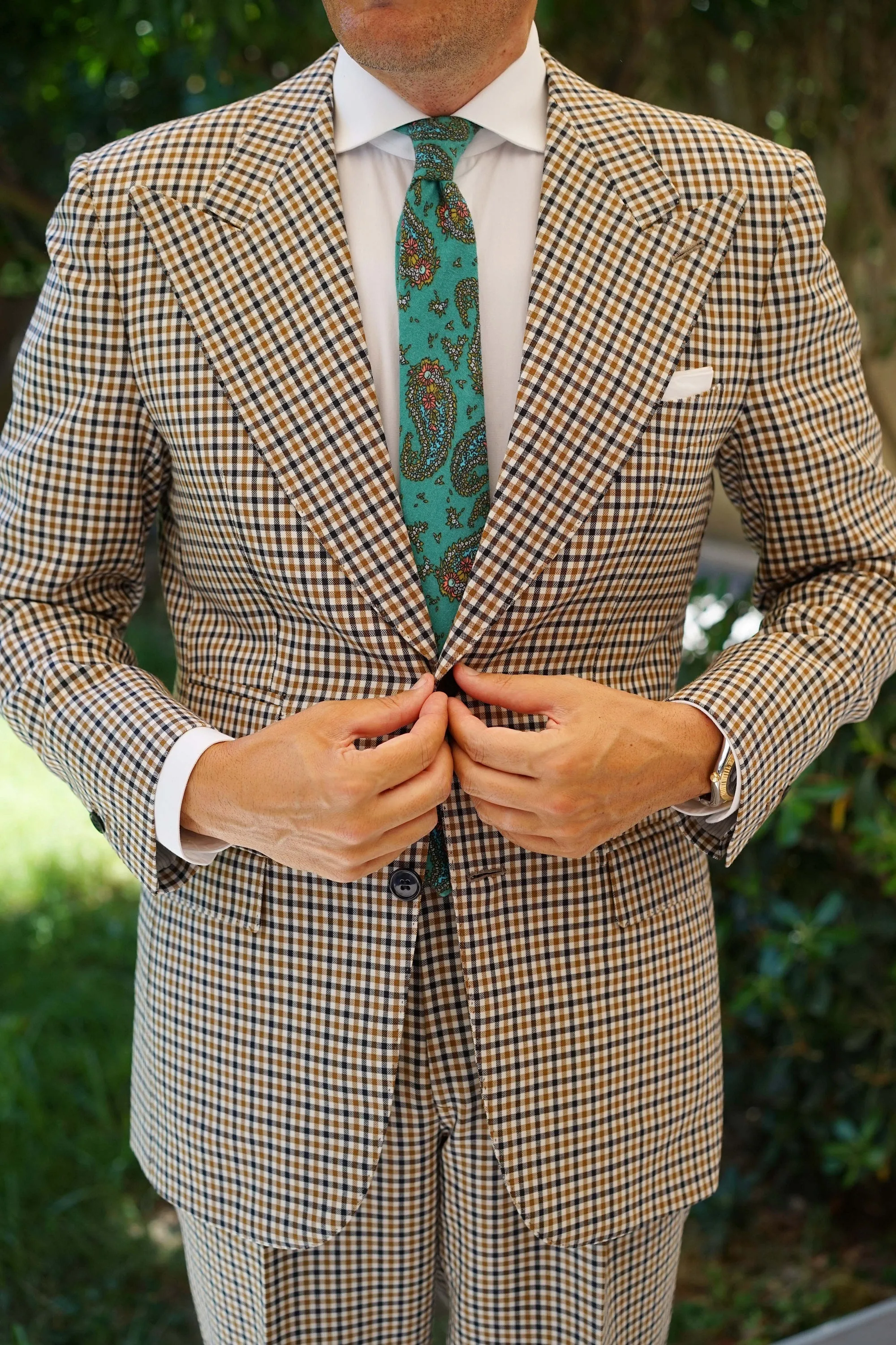 Amer Fort Teal Paisley Skinny Tie