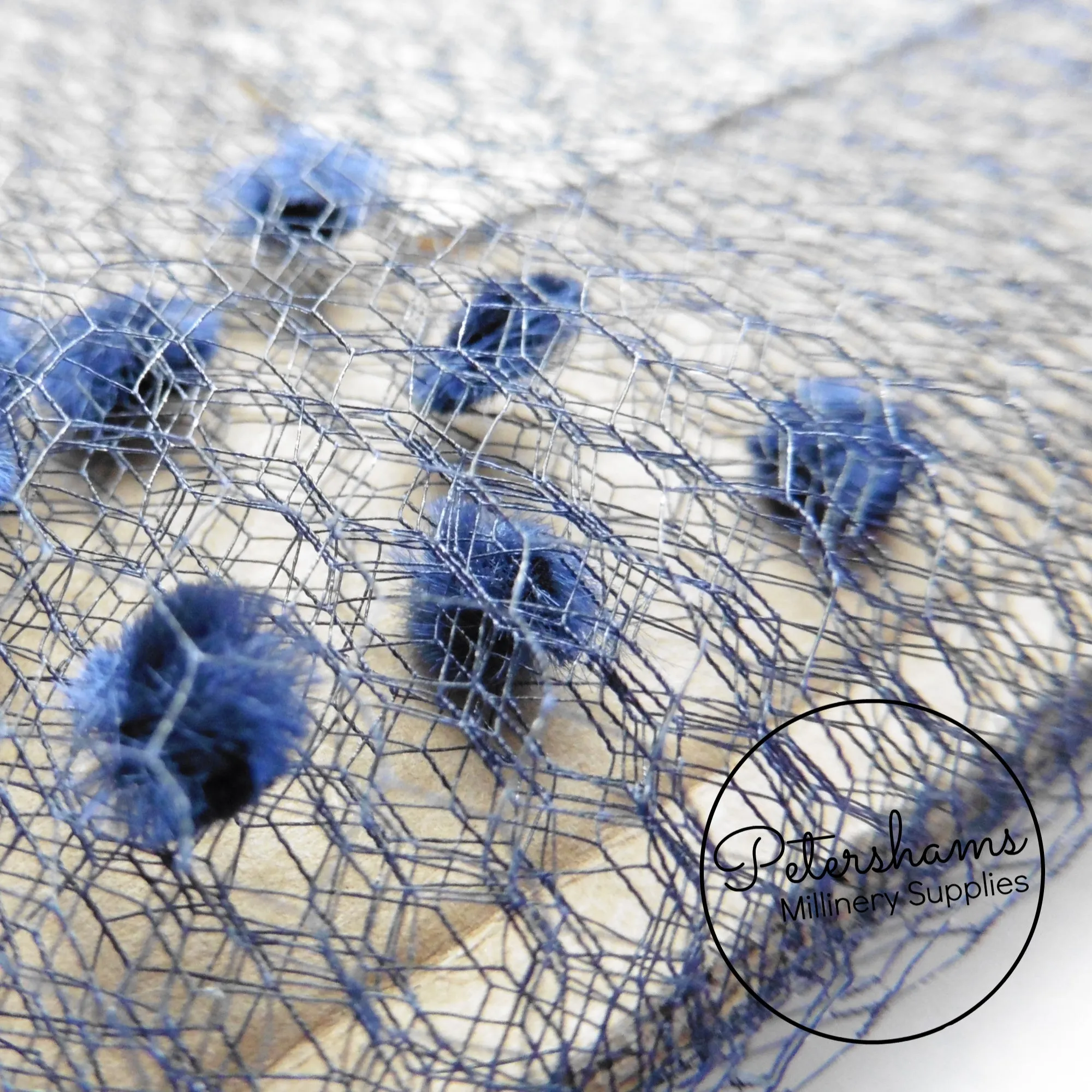 'Ava' 1930s/40s Super Fine Navy Blue Vintage Dotted Millinery Veiling - 1m