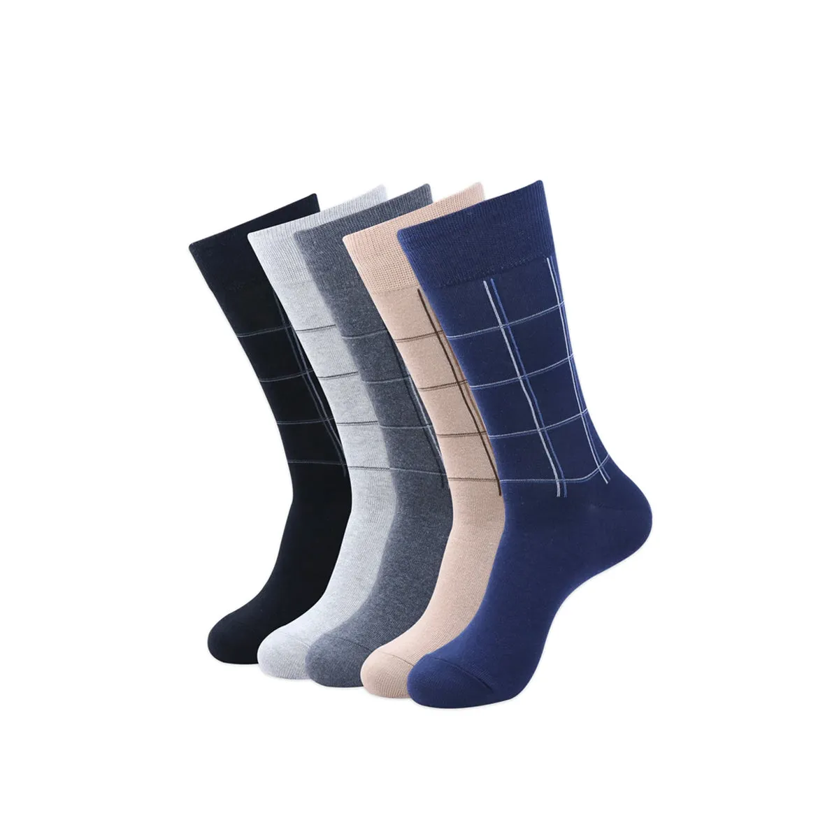 Balenzia Men's Checks Calf Length/Crew Length Cotton Socks - (Multicolored)(Pack of 5/1U)