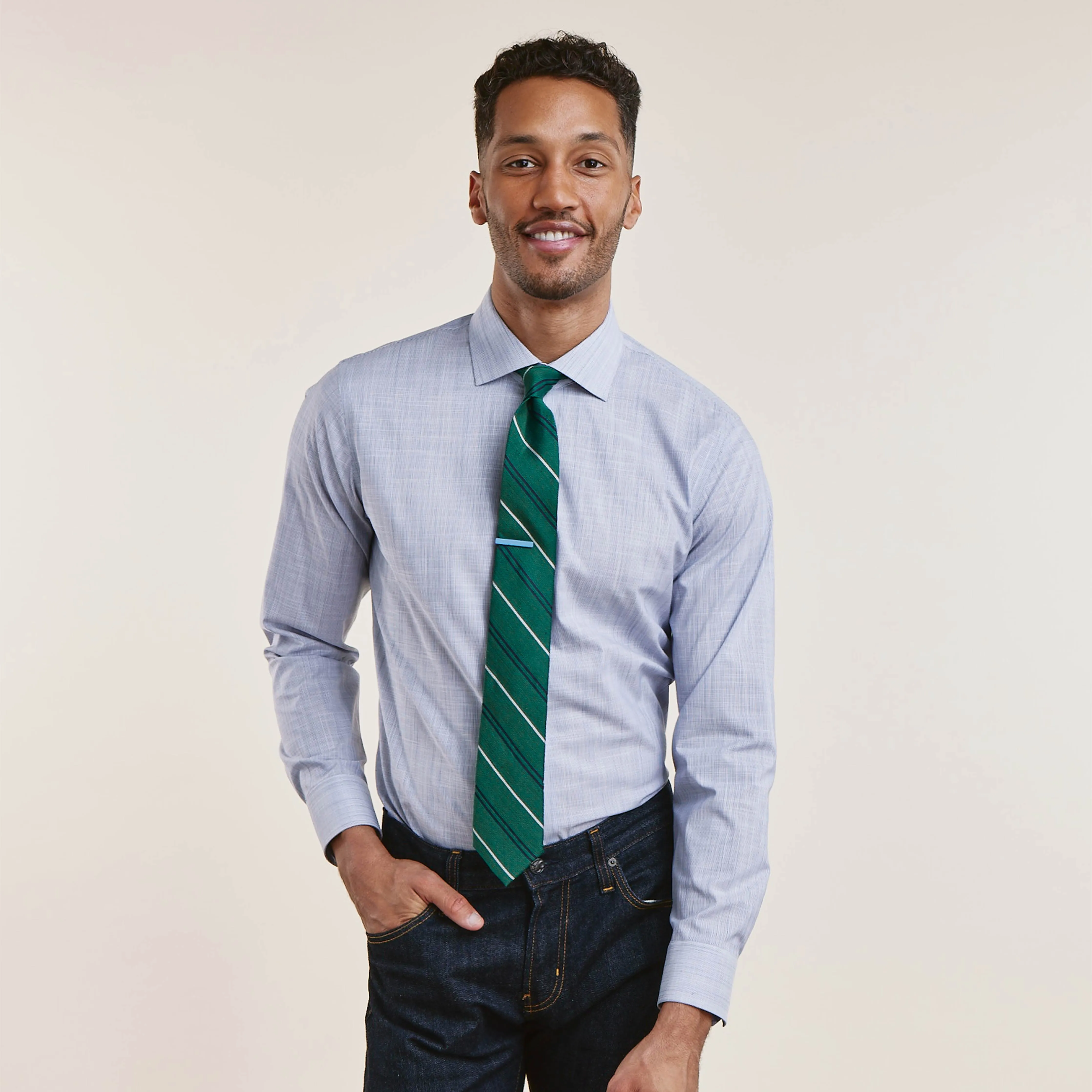 Bali Double Stripe Grass Green Tie