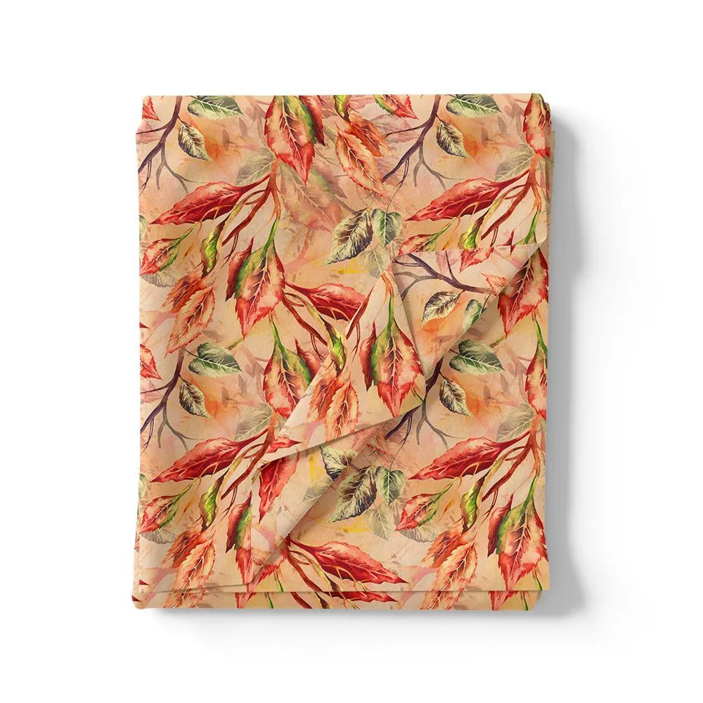 Beautiful Watercolour Gradient Autumnal Leaves Digital Printed Fabric - Weightless