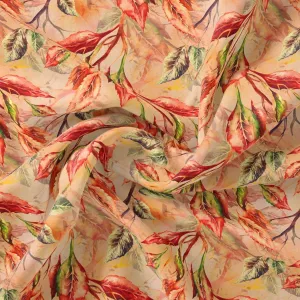 Beautiful Watercolour Gradient Autumnal Leaves Digital Printed Fabric - Weightless