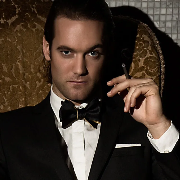 Black & Gold Butterfly Bow Tie