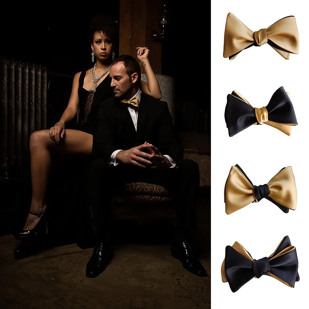 Black & Gold Butterfly Bow Tie