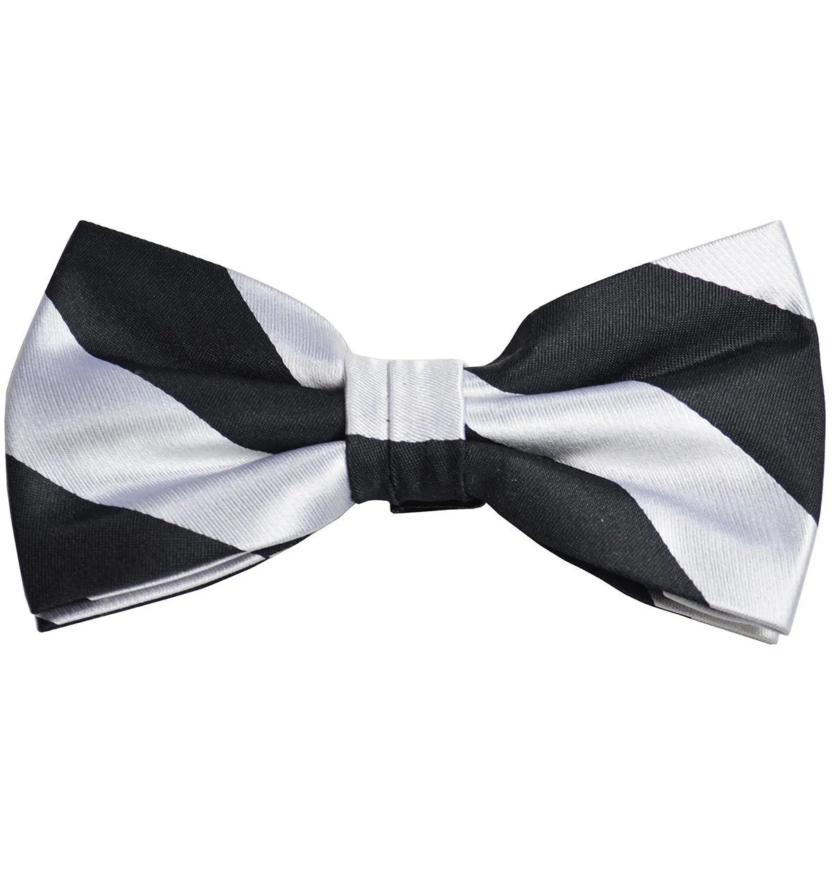 Black and Silver Striped Silk Bow Tie