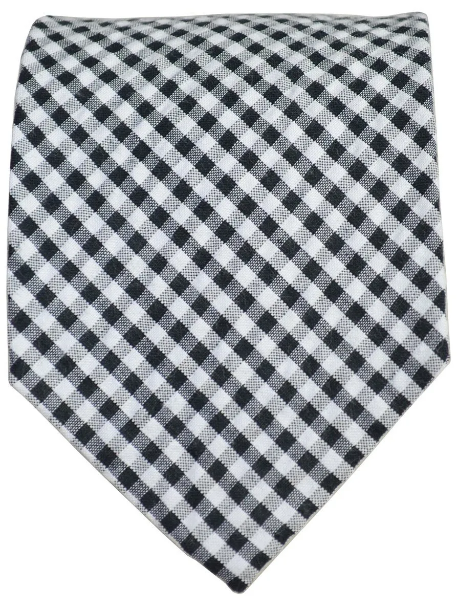 Black and White Gingham Cotton Tie
