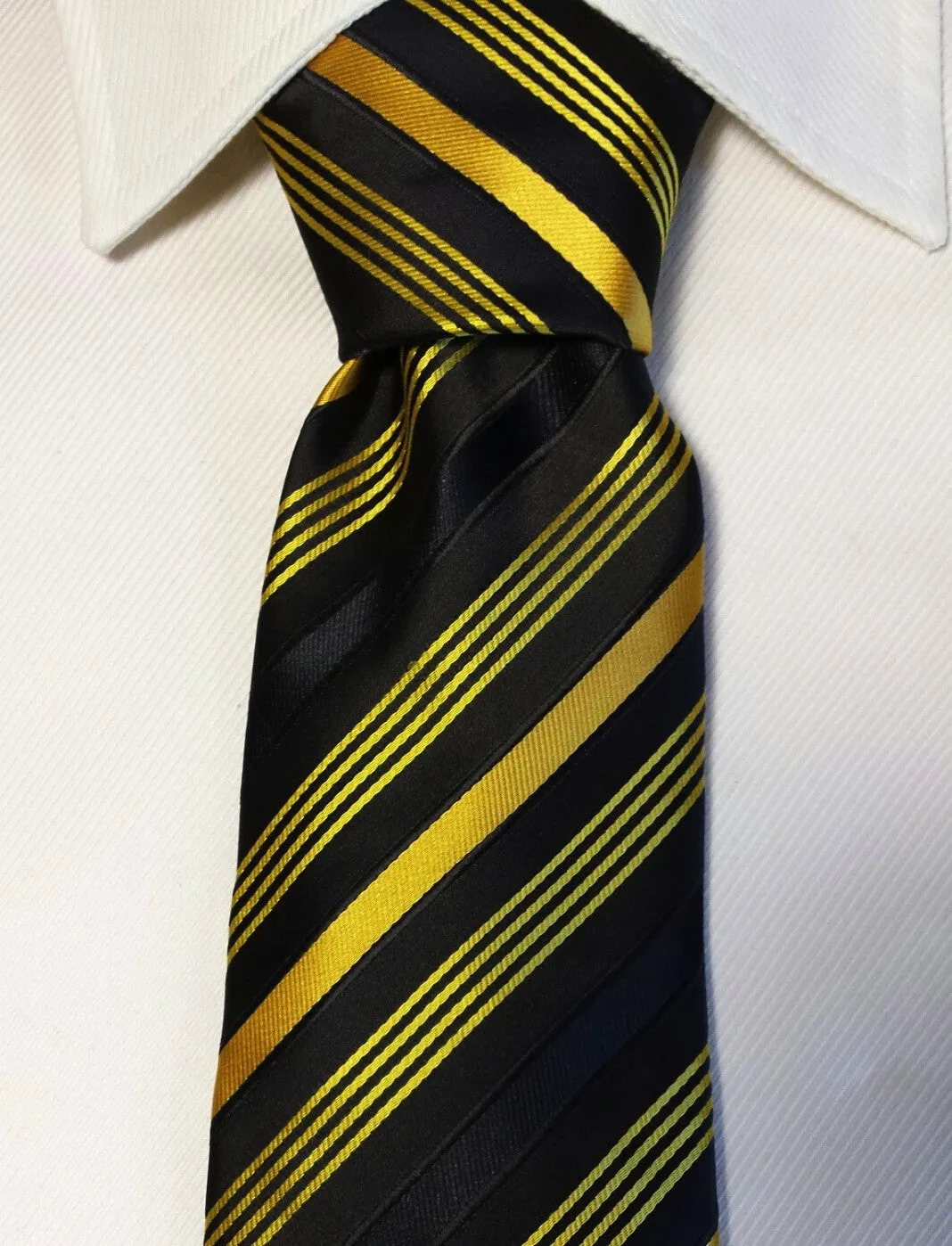 Black and Yellow Gold Striped Necktie