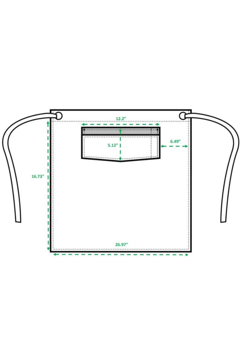 Black Denim Mid-Length Waist Apron (1 Wide Pocket)
