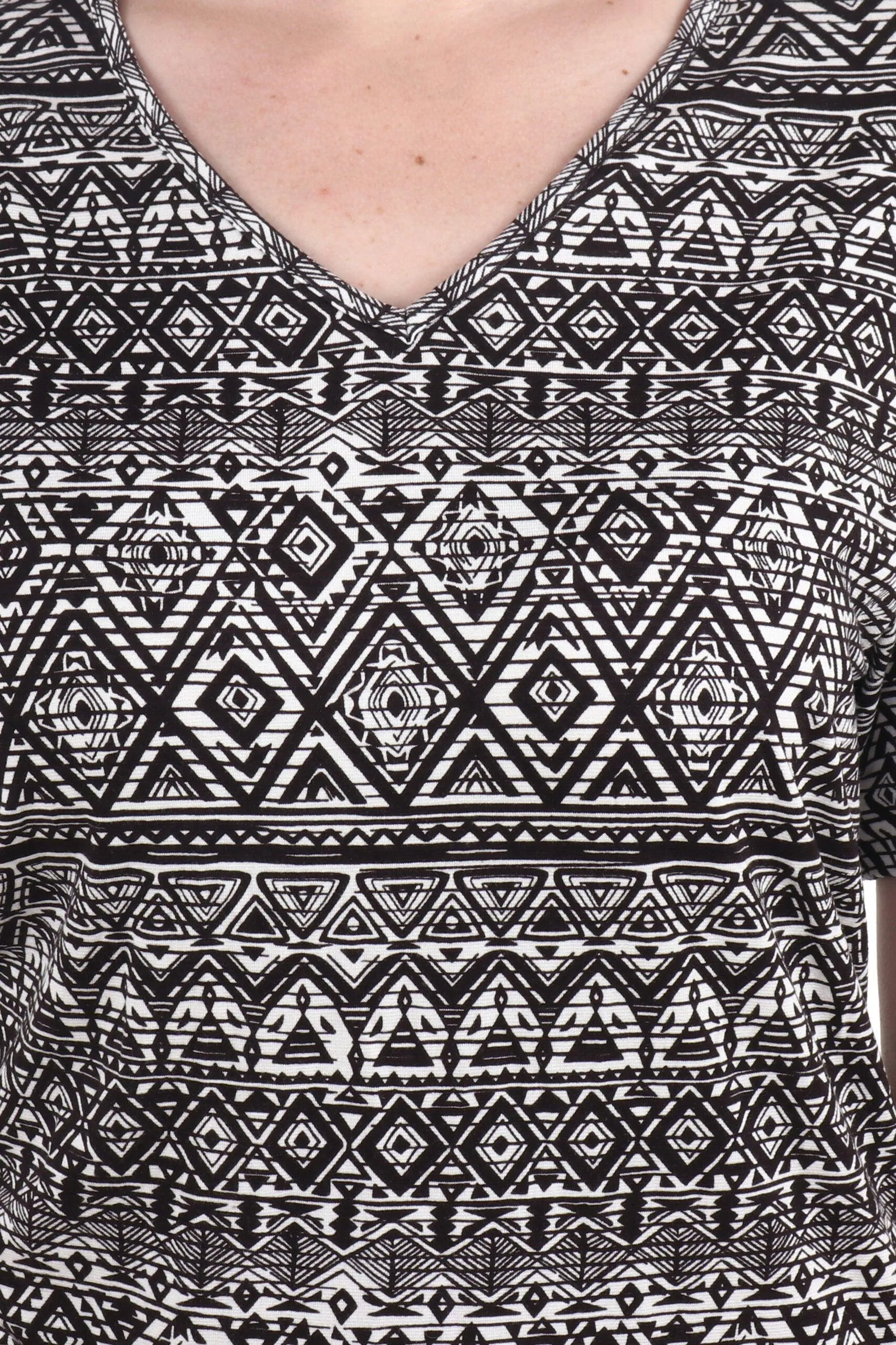 Black Geometric Printed Night Suit Set