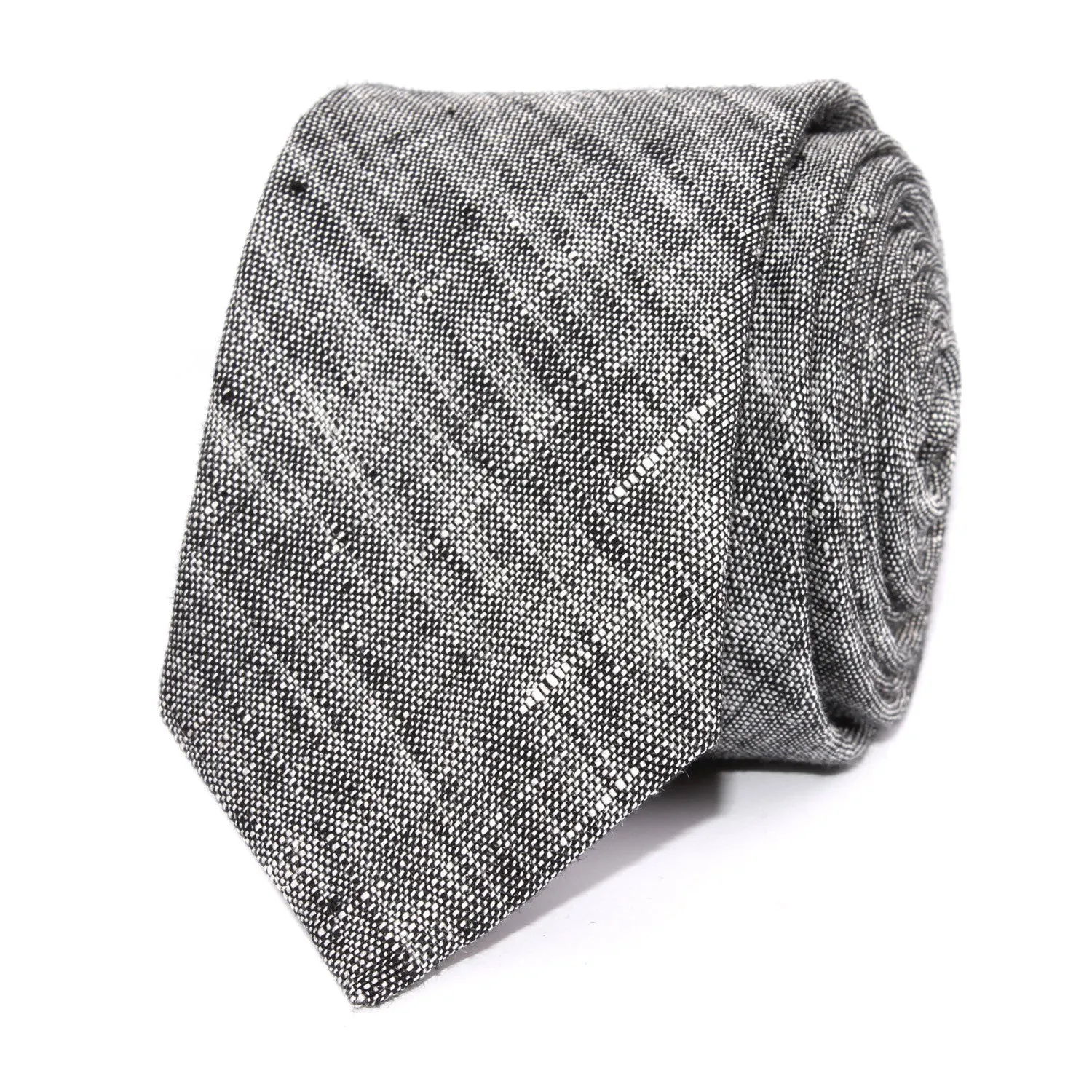 Black Linen Chambray Skinny Tie