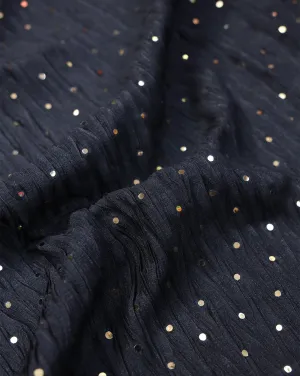 BLACK POLYESTER CREPE SEQUINS FABRIC