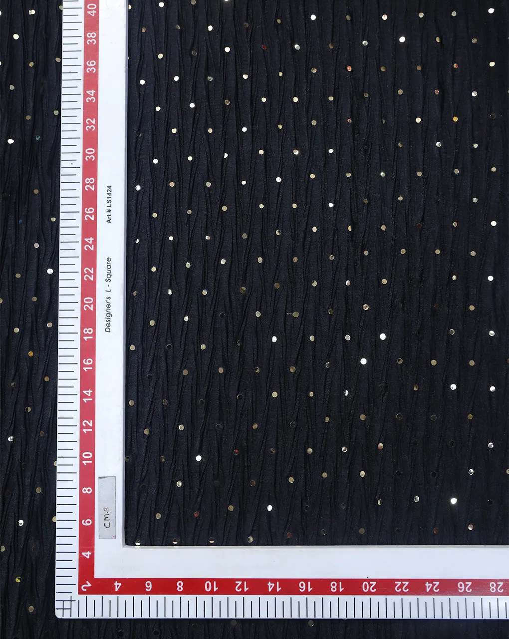 BLACK POLYESTER CREPE SEQUINS FABRIC