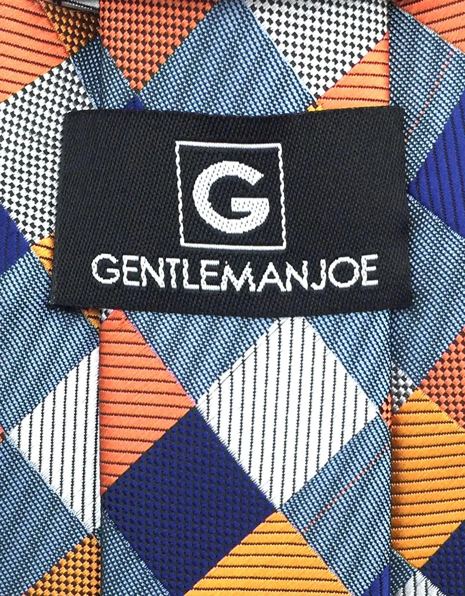 Blue, Orange & Silver Checkered Tie