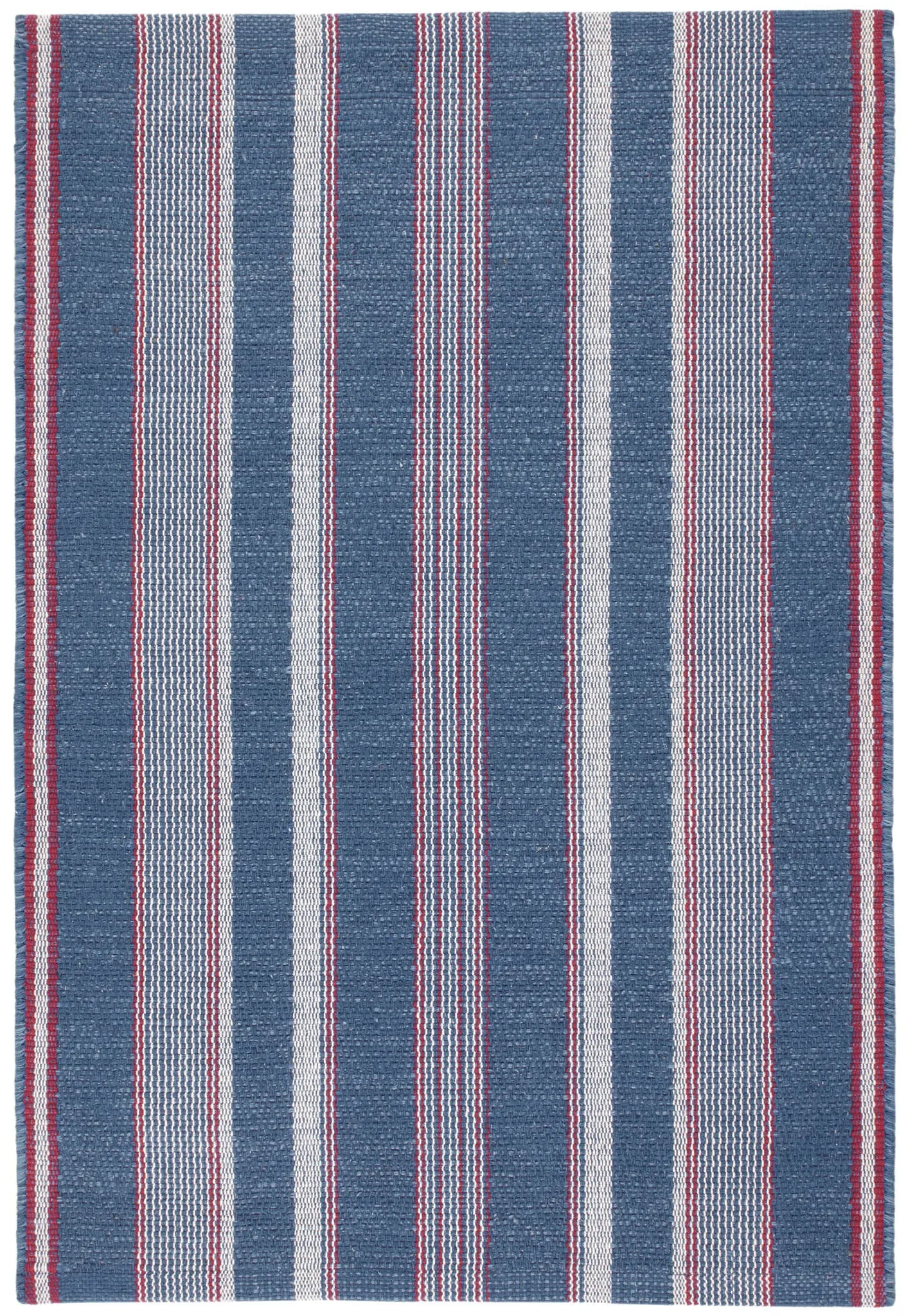 Camden Stripe Denim Handwoven Cotton Rug Swatch