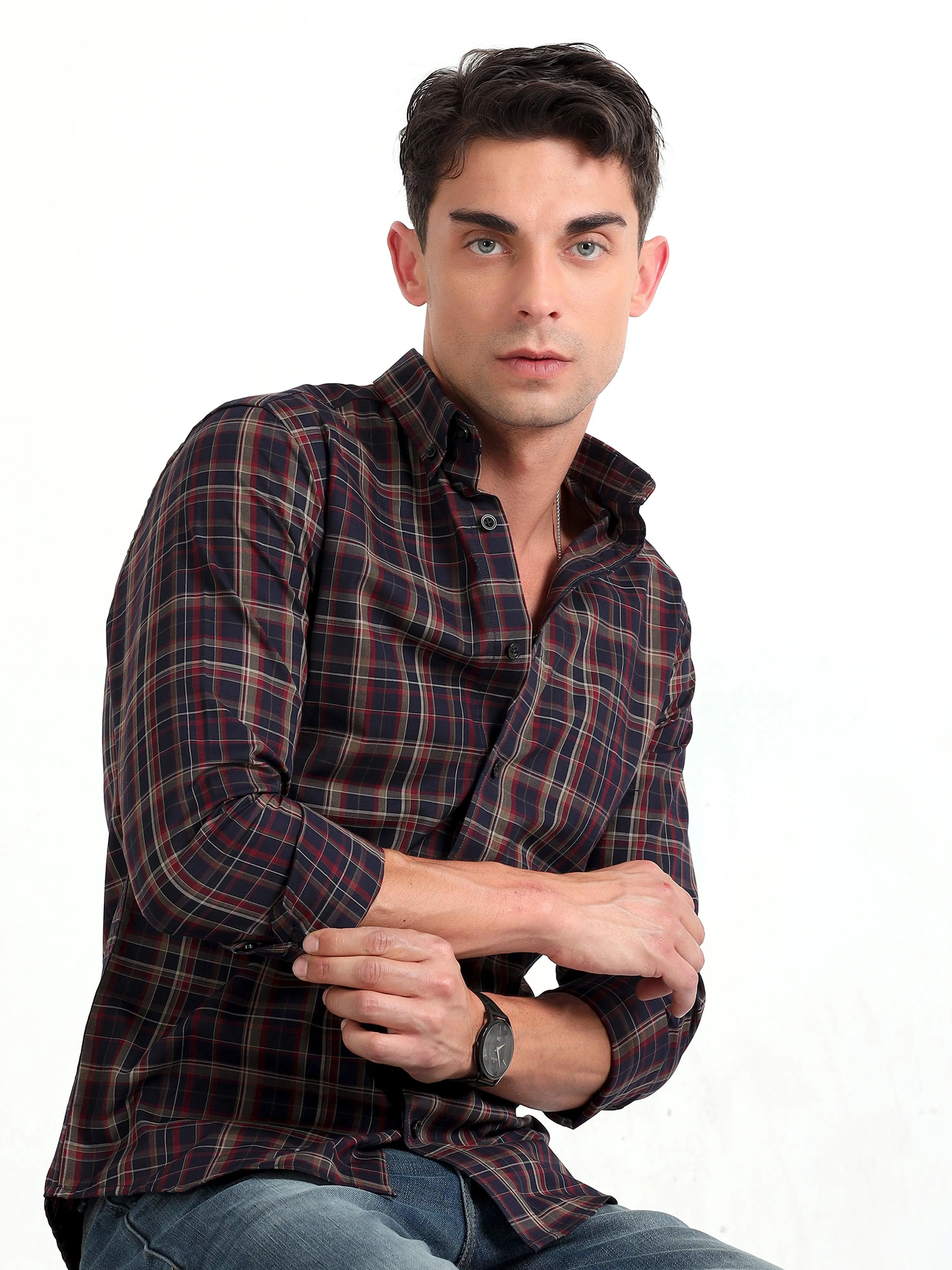 Checkmate Multi Checks Shirt Ebony Blue