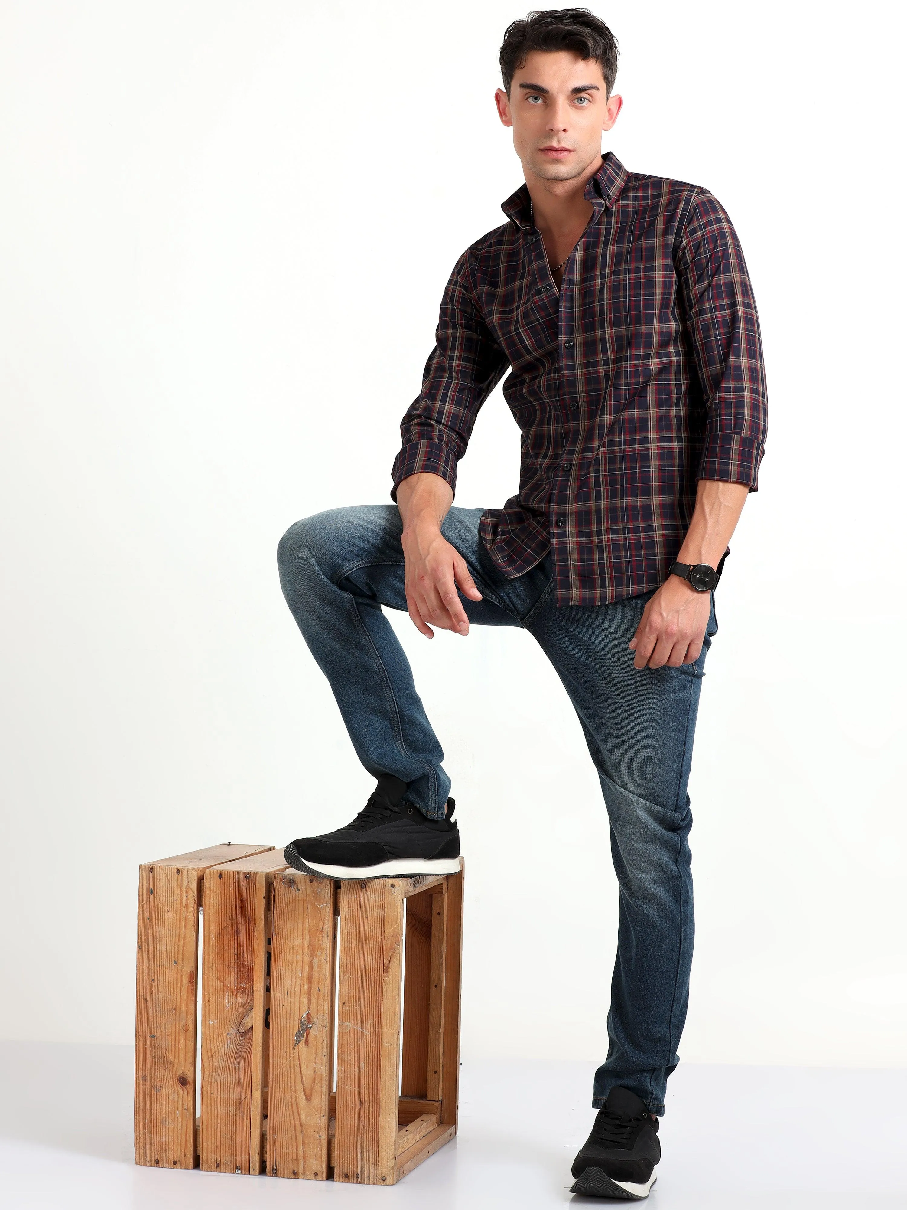 Checkmate Multi Checks Shirt Ebony Blue