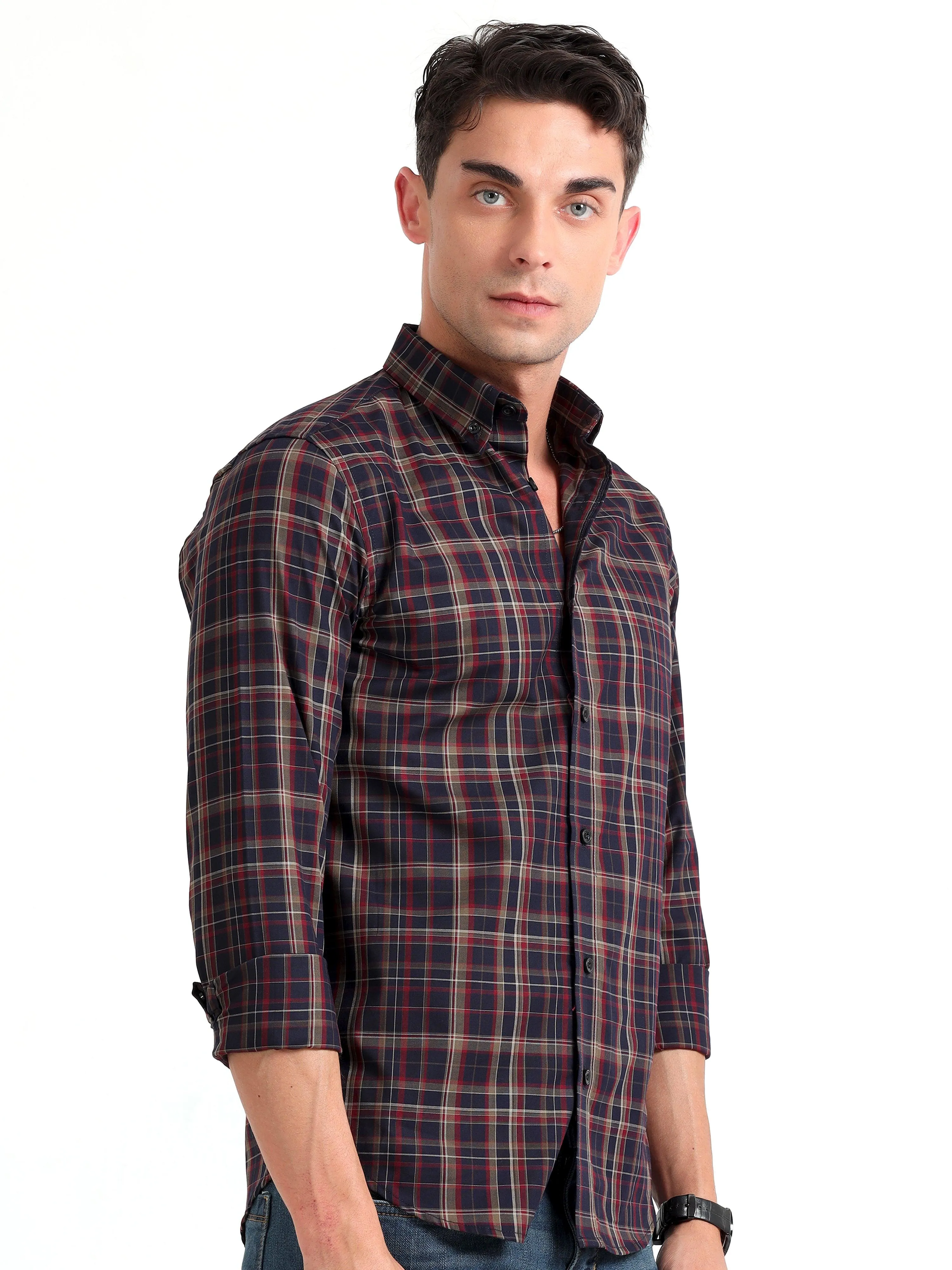 Checkmate Multi Checks Shirt Ebony Blue