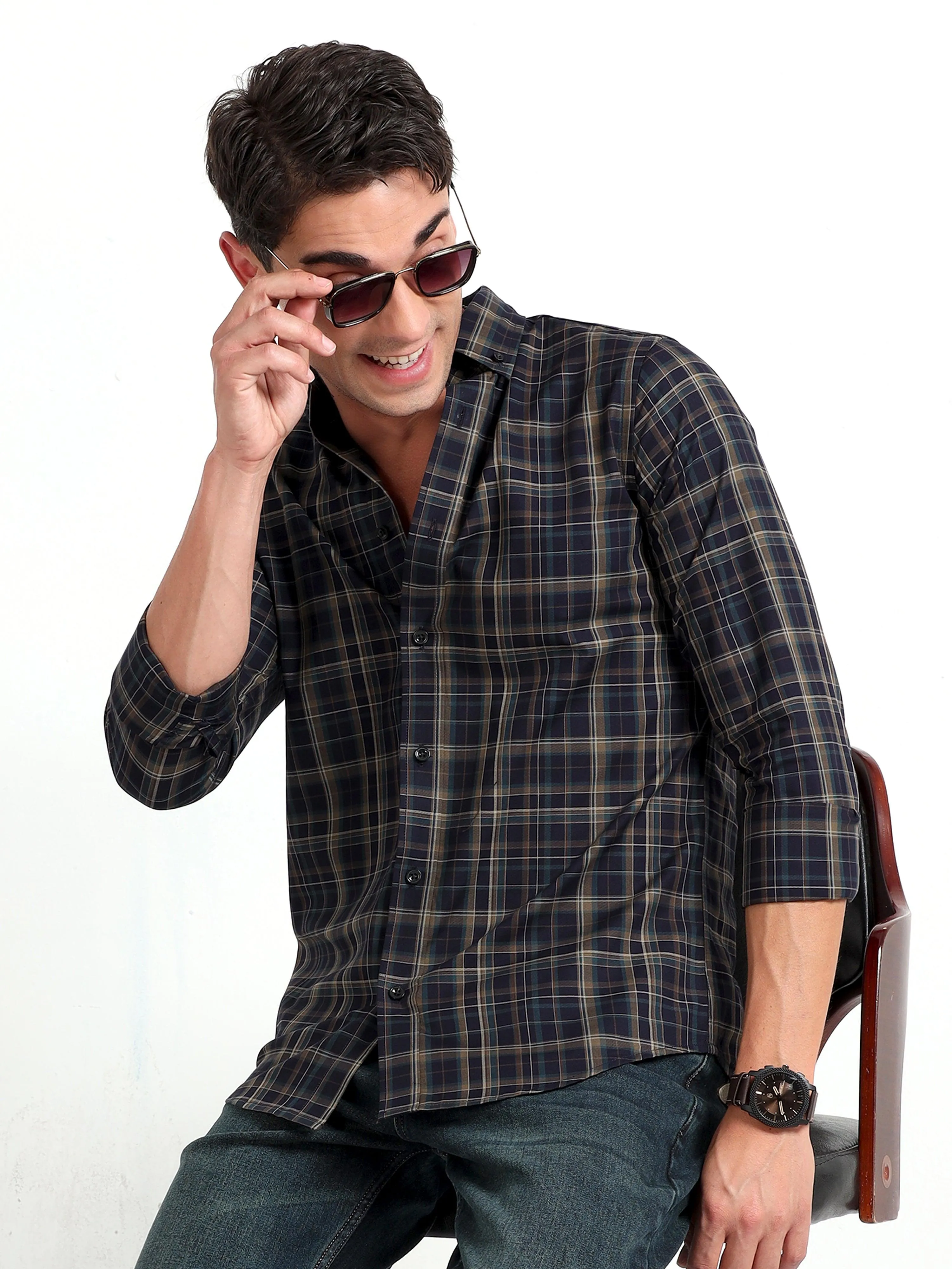Checkmate Multi Checks Shirt Vulcan Blue