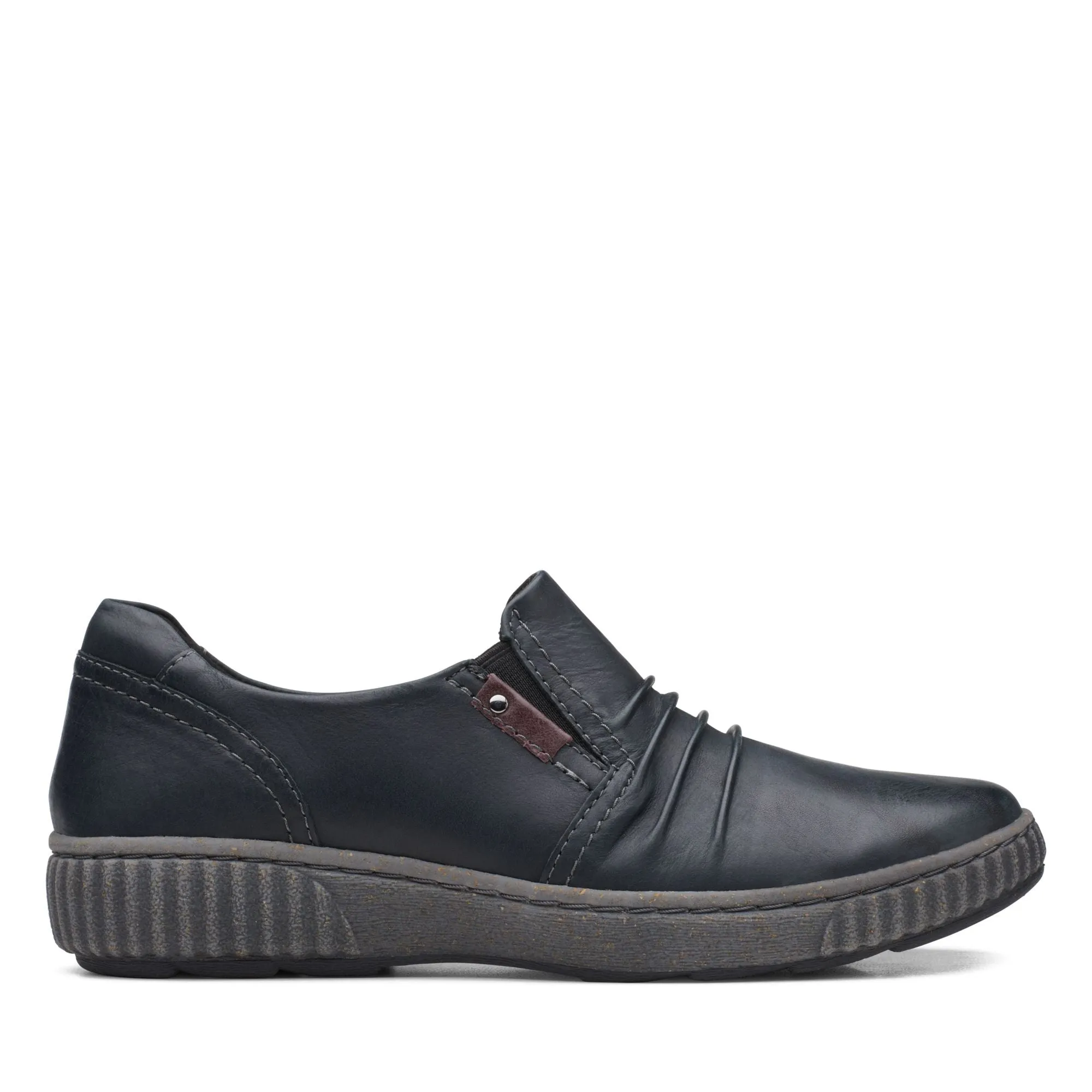 Clarks Magnolia Faye in Black & Dark Tan Leather Available in Wide Widths