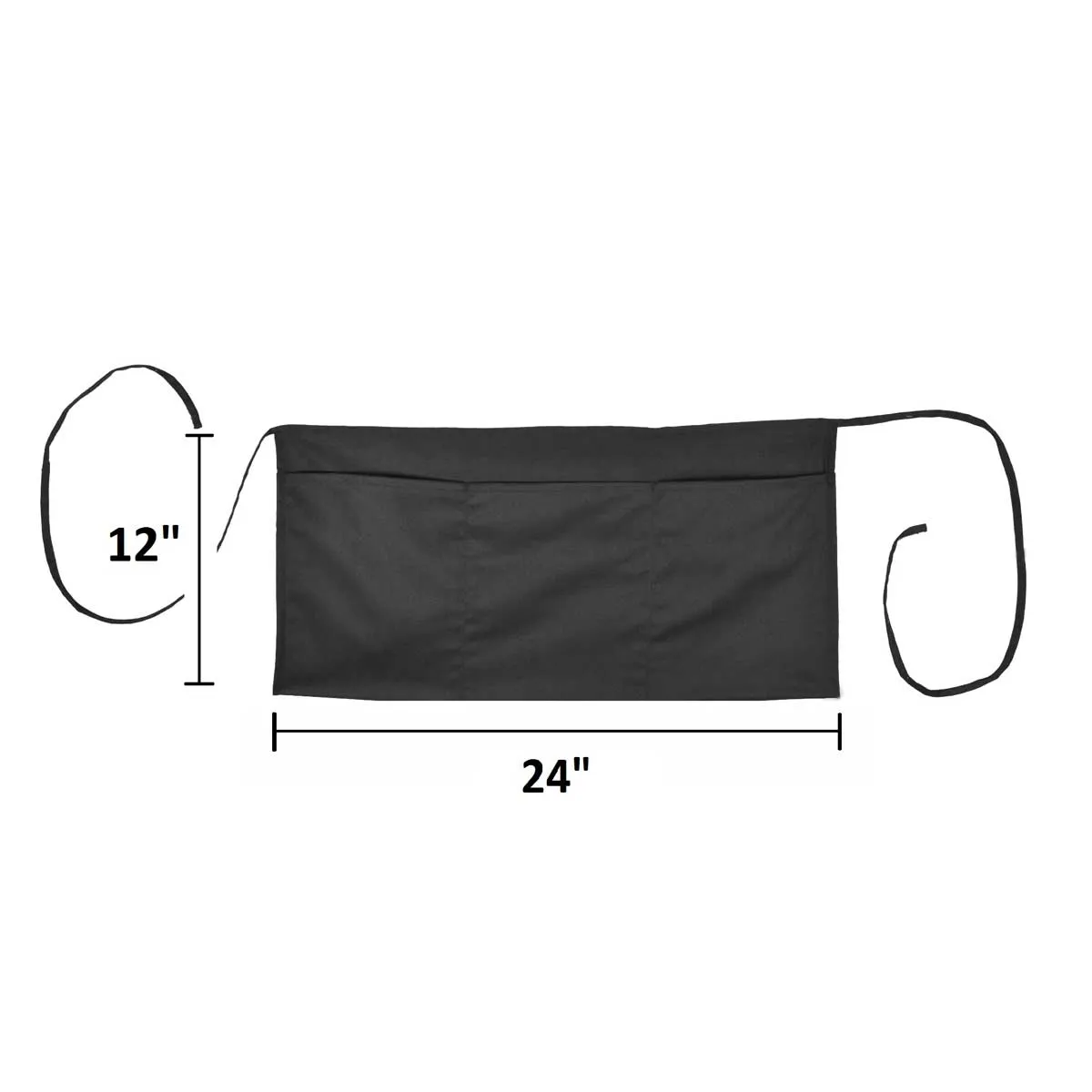 Dalix 24" Medium Waist Apron - 3 Pockets