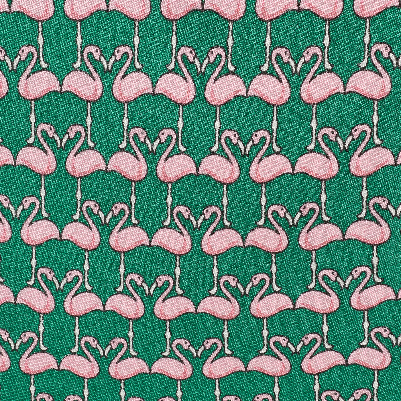 Emerald Green Flamingo Luxury Printed Silk Tie