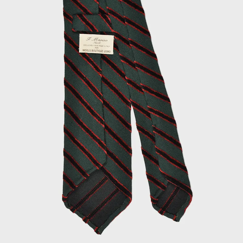 F.Marino Handmade Tie 3-Fold Holland&Sherry Wool Regimental Velvet