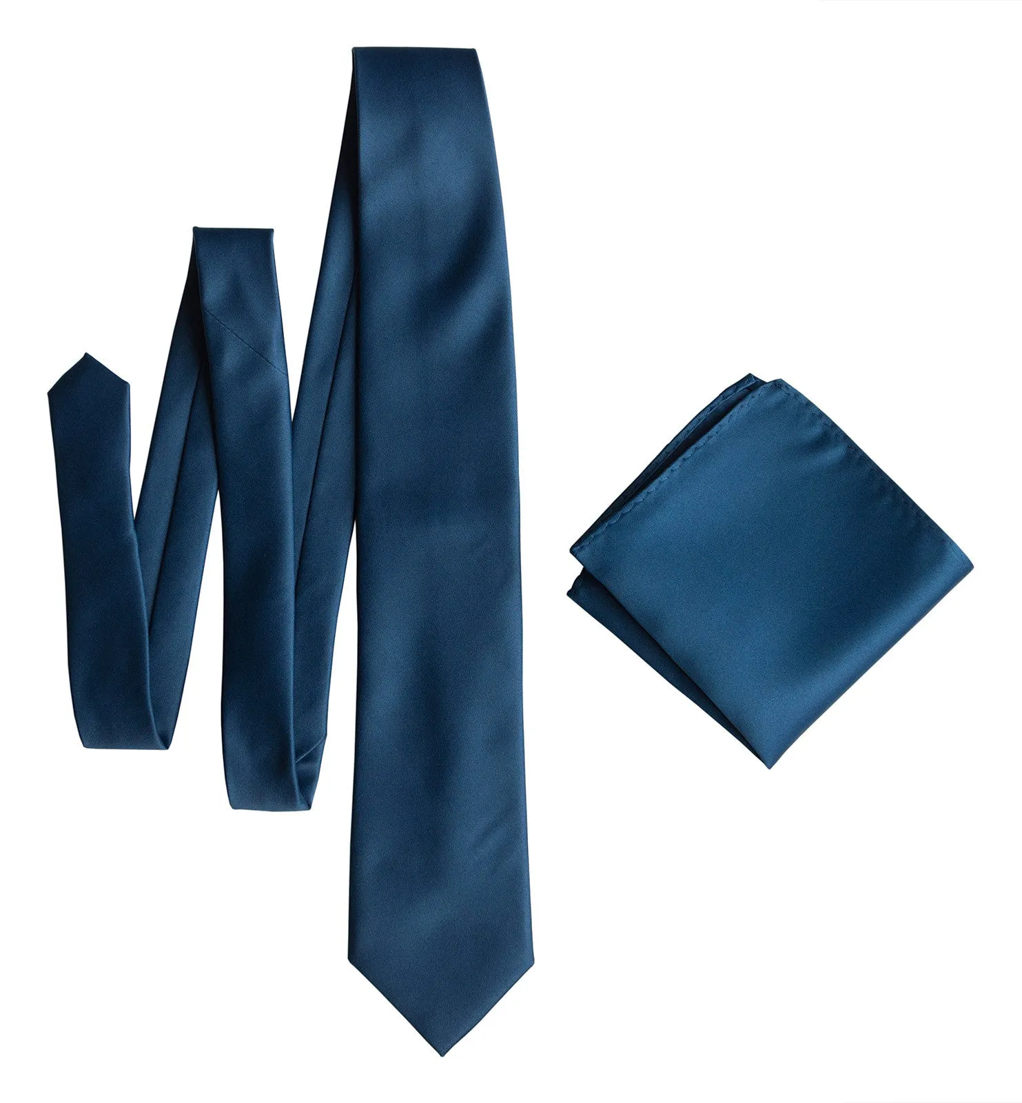 French Blue Necktie. Solid Color Satin Finish Tie, No Print