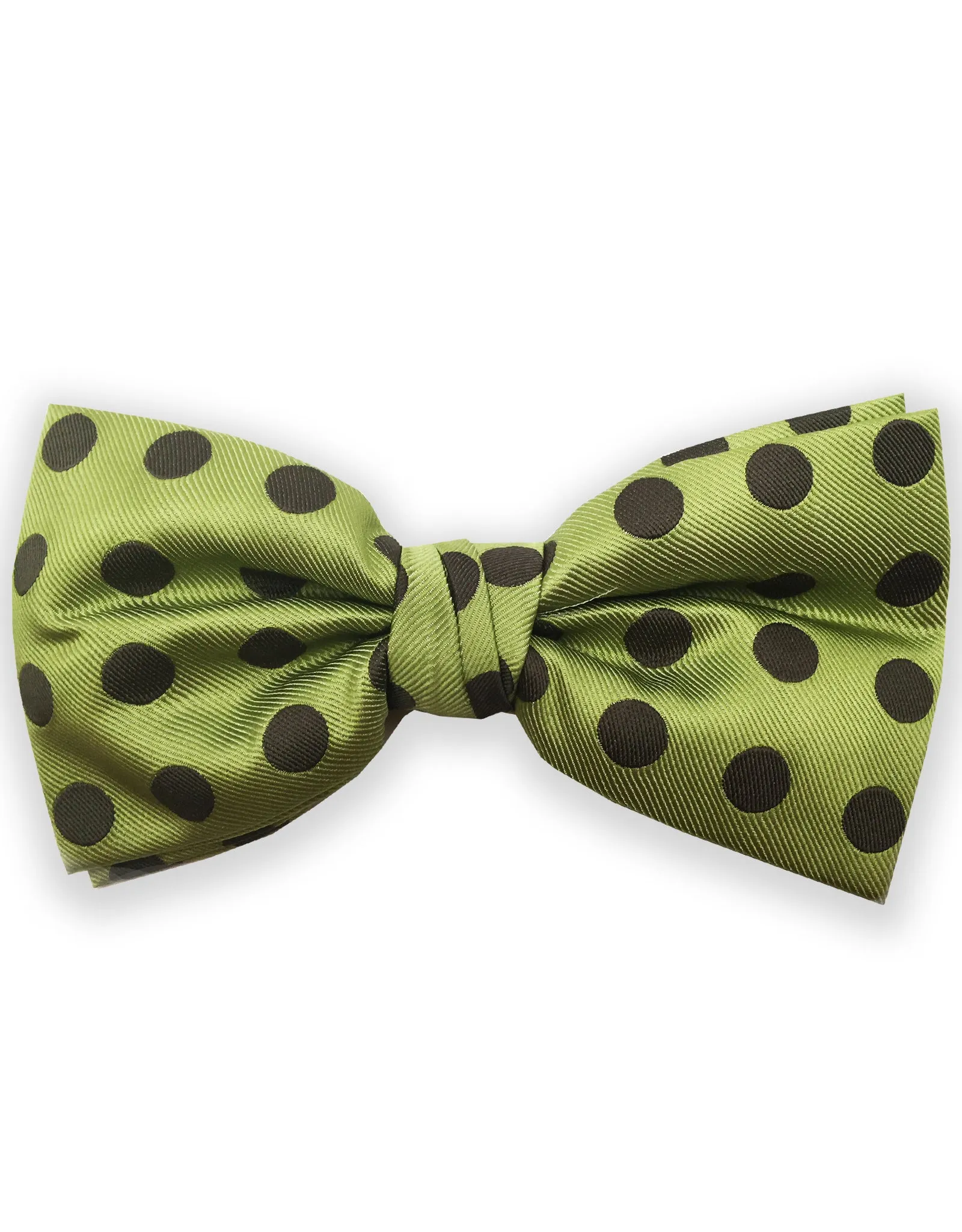 Green Bowtie with Khaki Polka Dots
