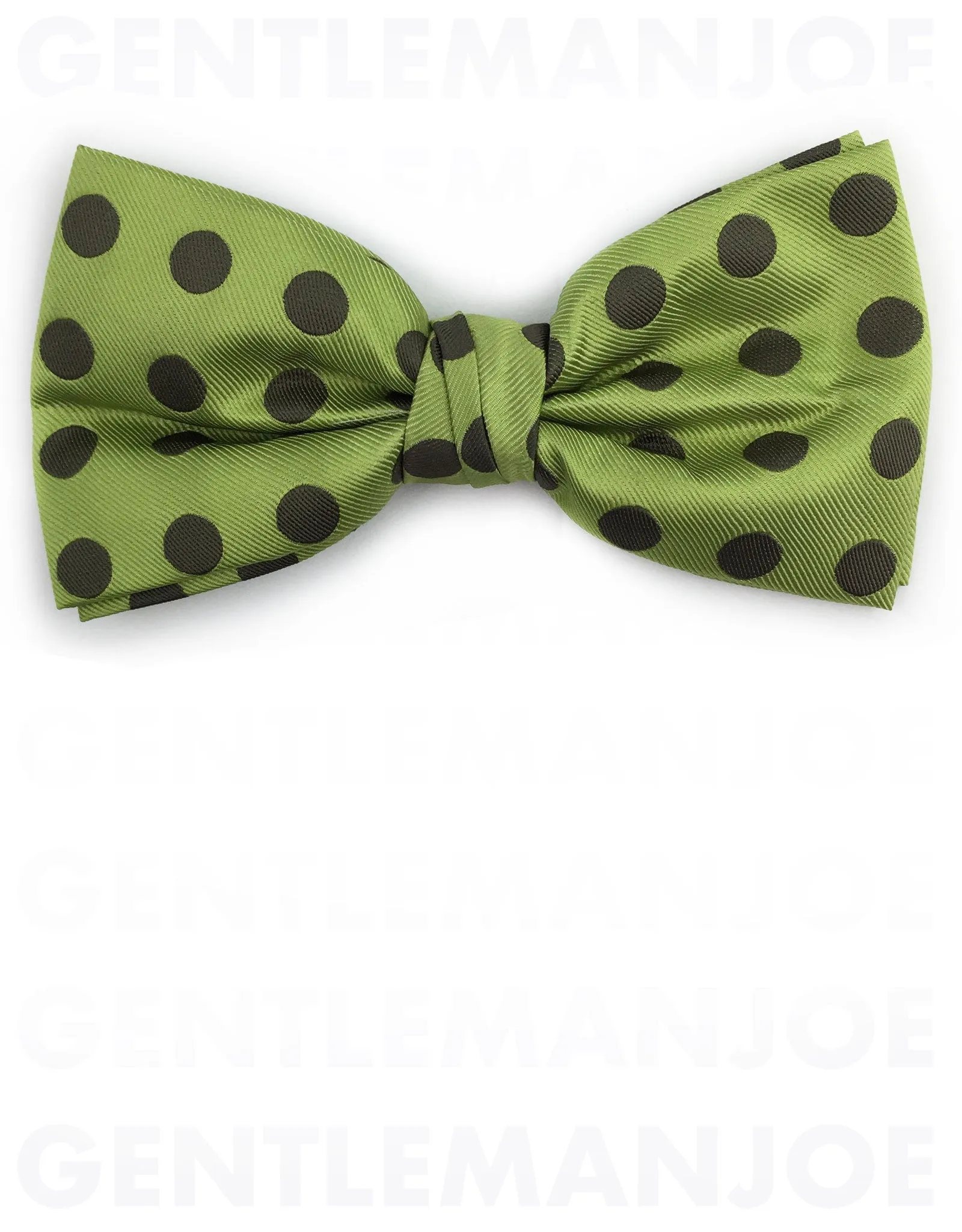 Green Bowtie with Khaki Polka Dots