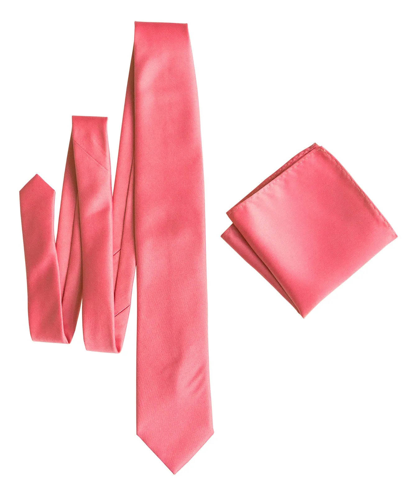 Honeysuckle Pink Necktie. Medium Pink Solid Color Satin Finish Tie, No Print