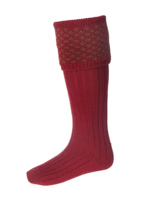 HOUSE OF CHEVIOT Boughton Shooting Socks - Mens - Brick Red