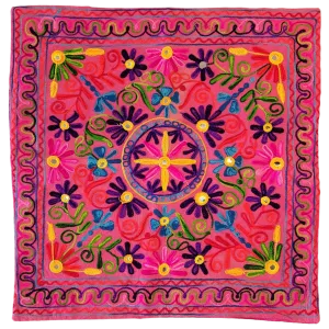 Indian Embroidered Cushion Cover - Flowers