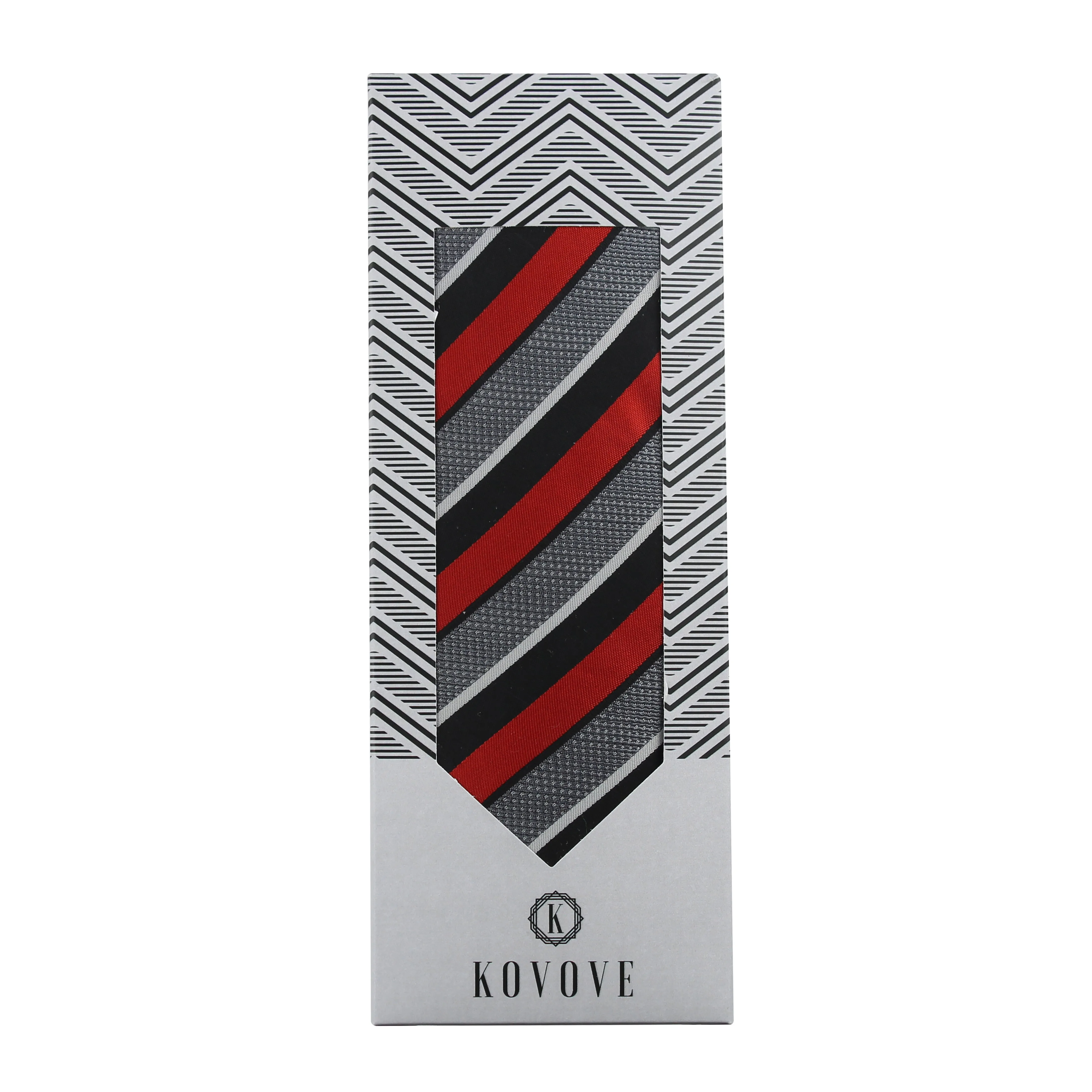 Kovove Refreshing Black Striped Neck Tie For Men