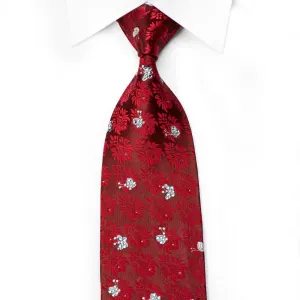 Lancetti Men's Crystal Tie Butterflies & Anthemion On Red Silk Sparkling With Rhinestones