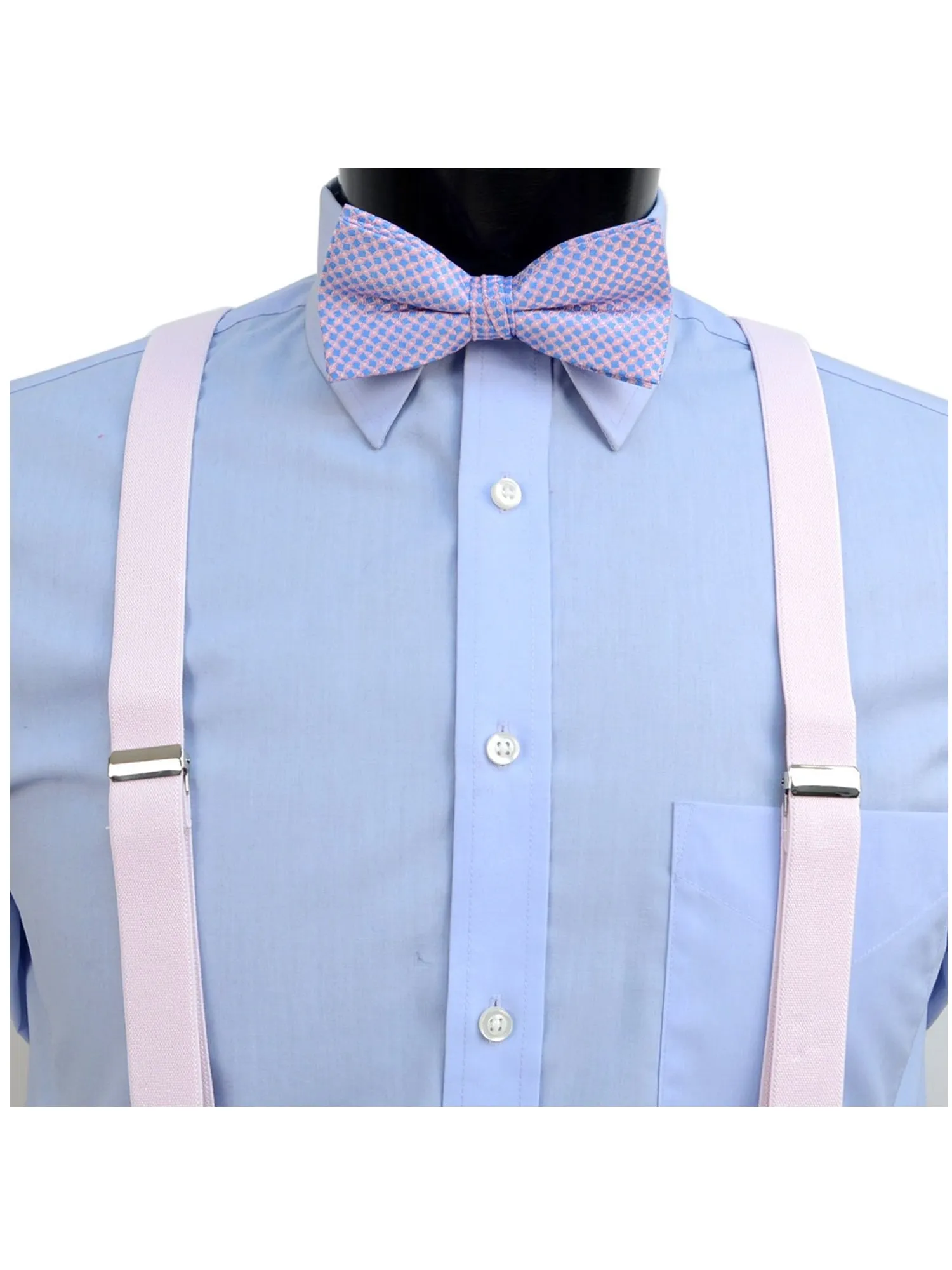 Men's Fuchsia 3 PC Clip-on Suspenders, Bow Tie & Hanky Sets