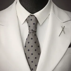 Men's Silver Gray Cloverleaf Necktie