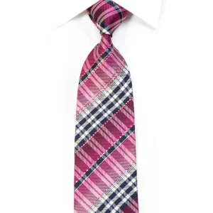 Metro City Rhinestone Silk Necktie Purple Gray Plaids With Sparkles