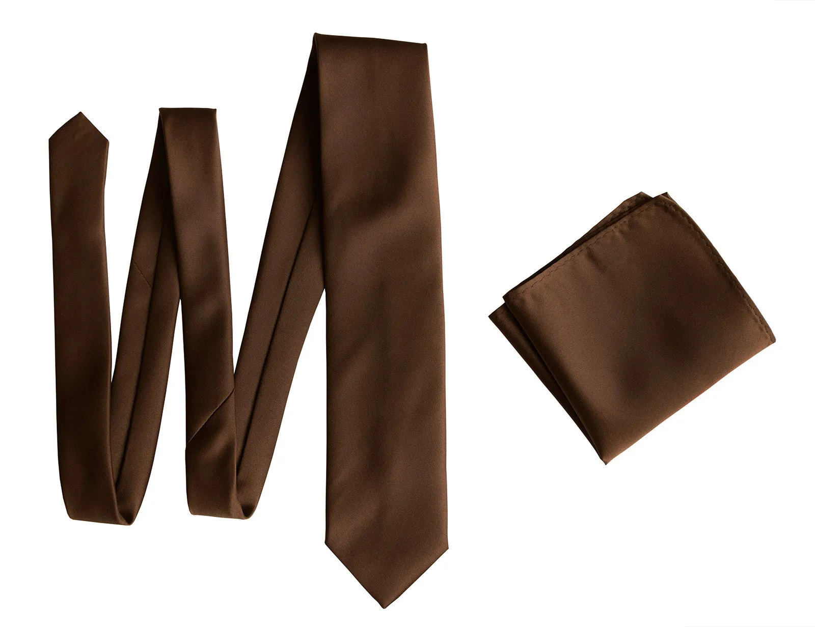 Milk Chocolate Brown Necktie. Plain Solid Color Satin Finish Tie, No Print