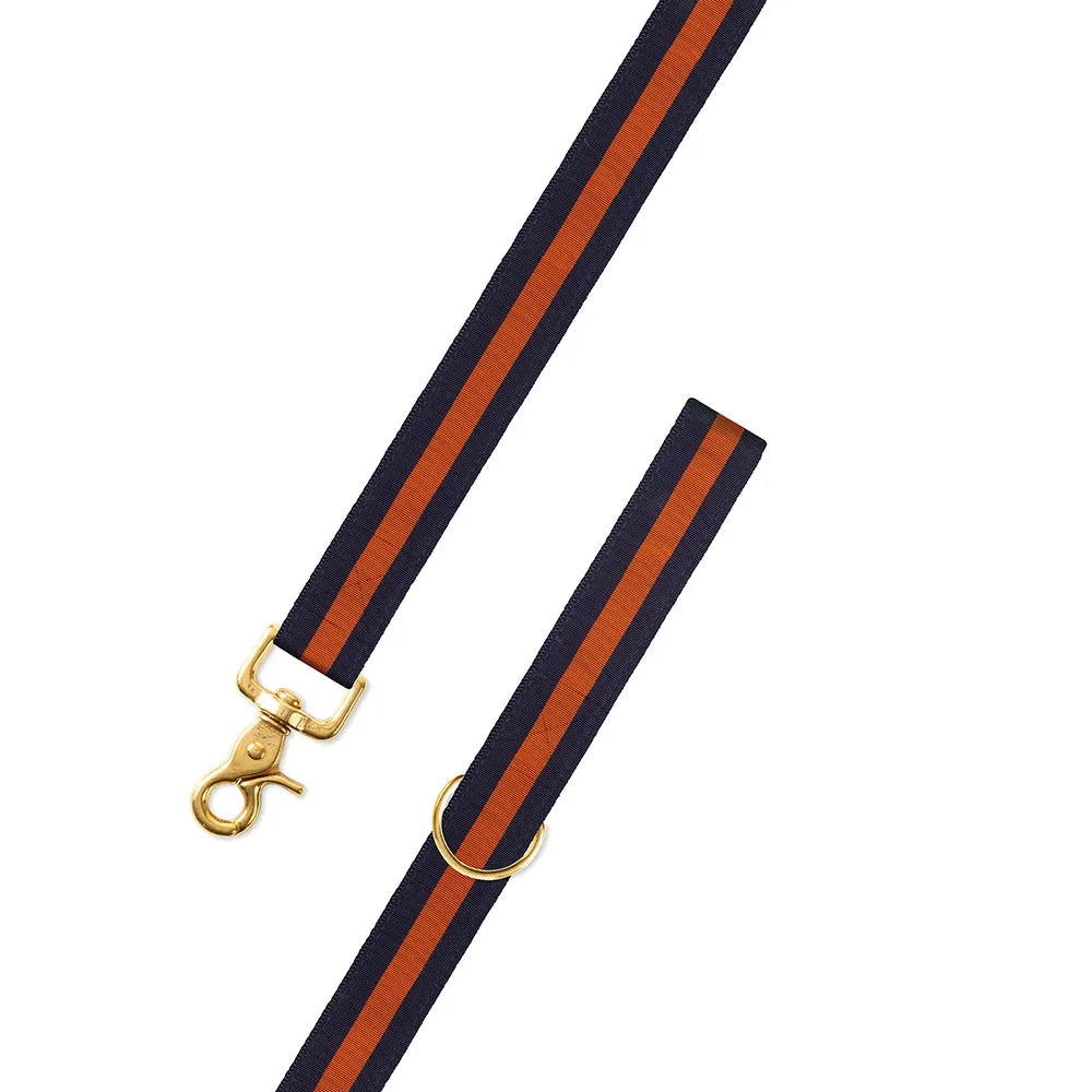 Navy & Orange Grosgrain Ribbon Dog Leash