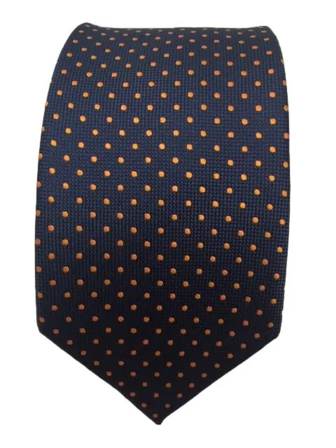 Navy Blue with Mini Orange Dots Men's Necktie