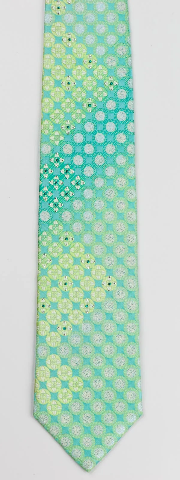 Nina Ricci Geometric Dots In Green With Metallic Silver Sparkles & Rhinestones