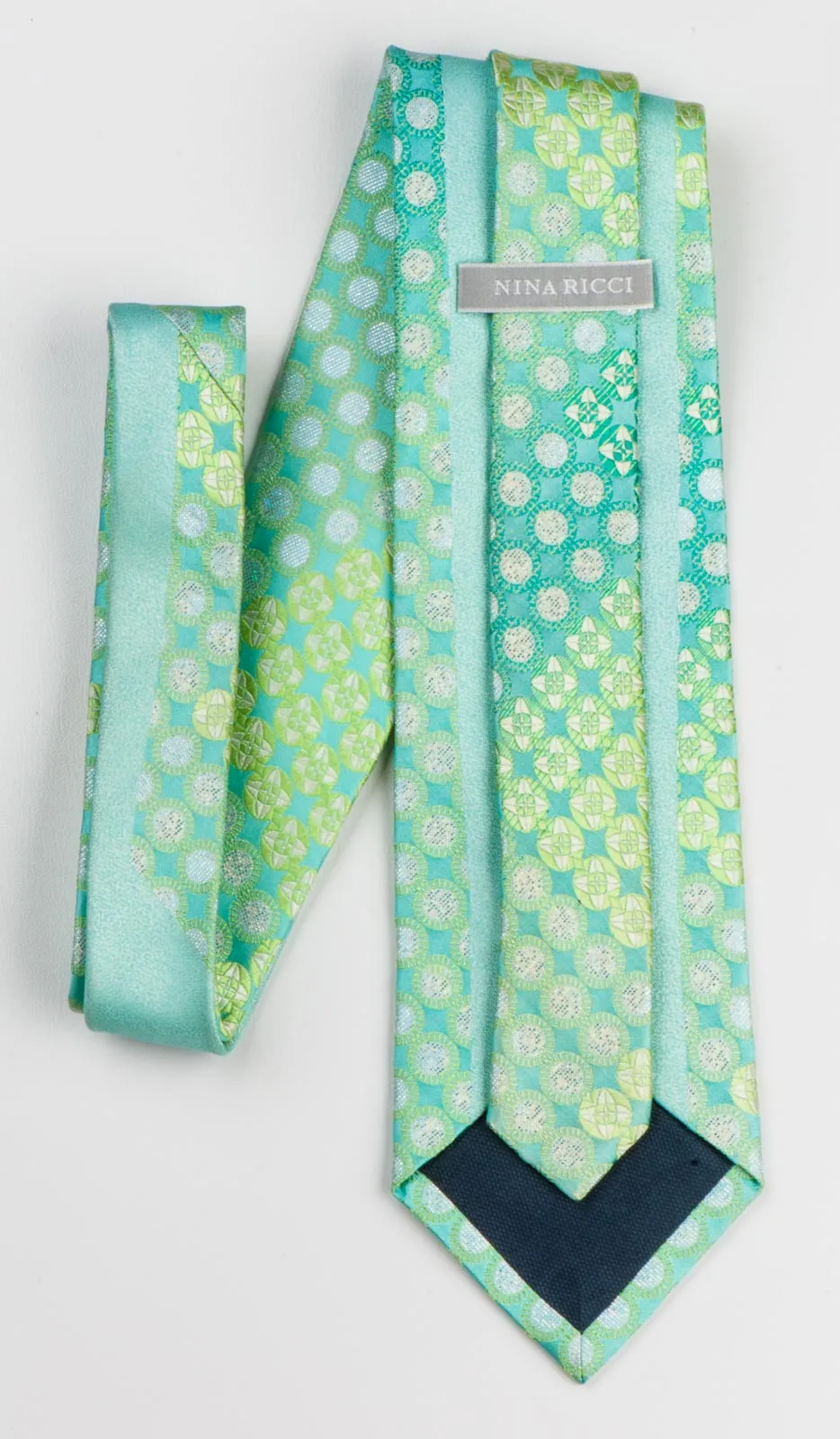 Nina Ricci Geometric Dots In Green With Metallic Silver Sparkles & Rhinestones