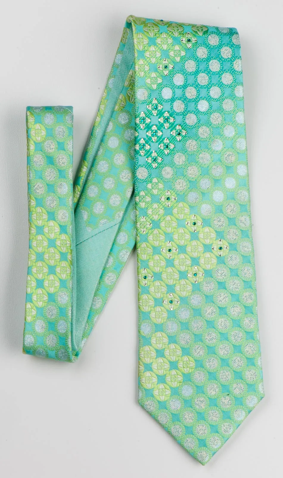 Nina Ricci Geometric Dots In Green With Metallic Silver Sparkles & Rhinestones