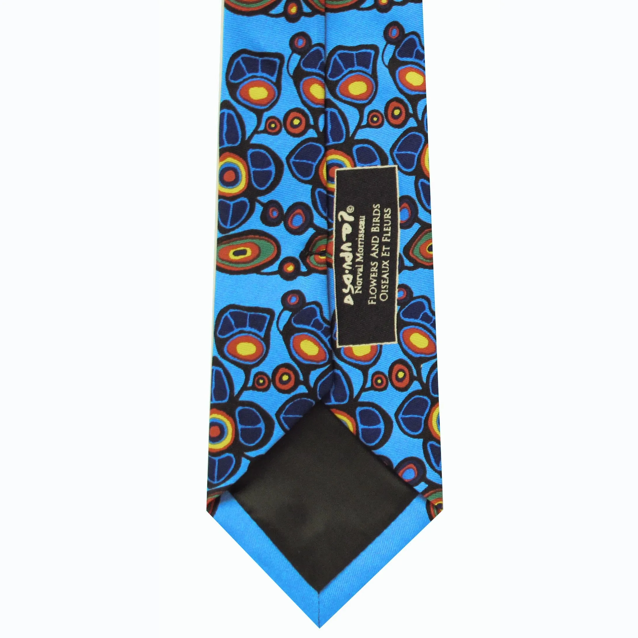 Norval Morrisseau Flowers and  Birds Artist Design Silk Tie